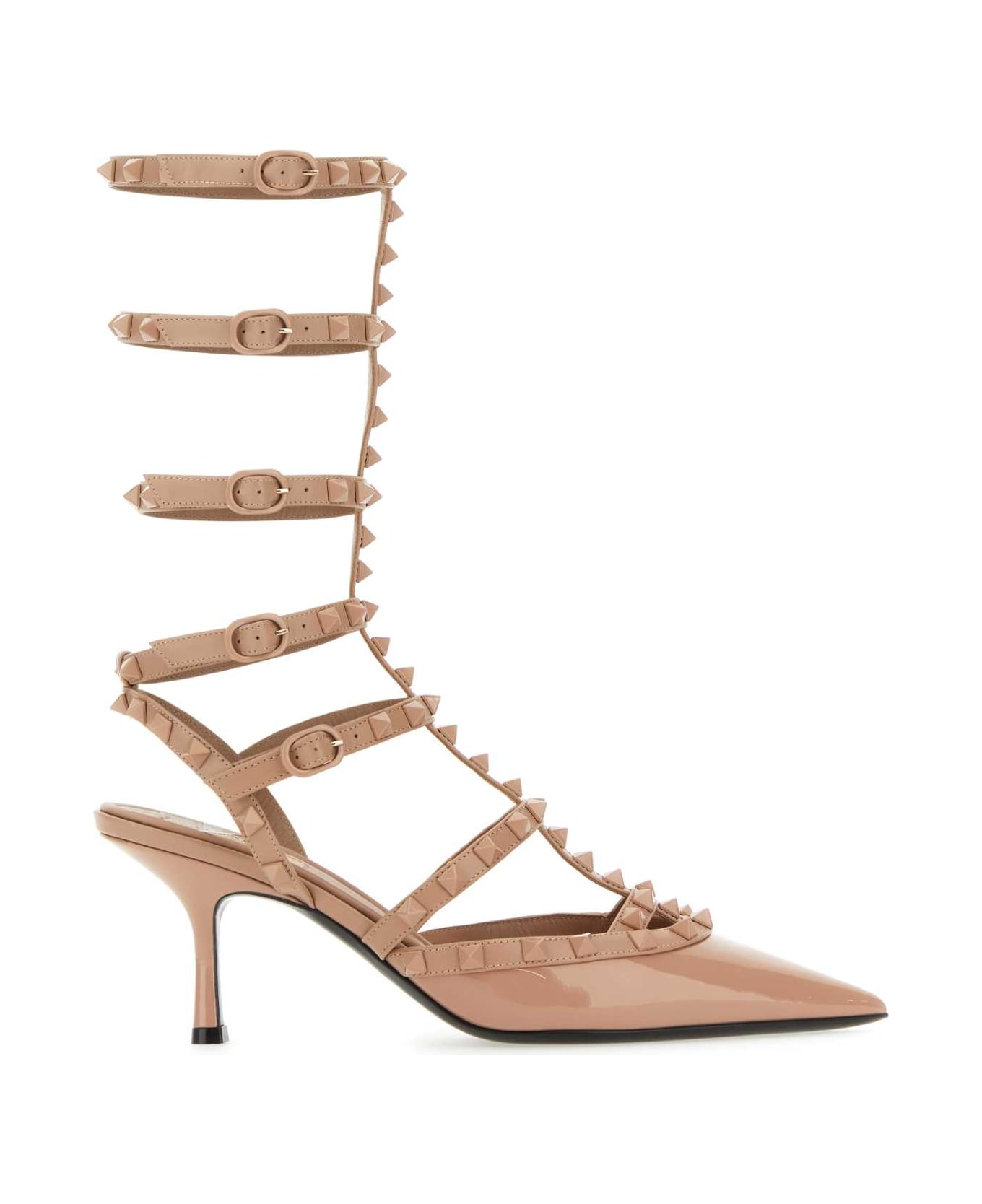 Valentino Garavani Powder Pink Leather Rockstud Pumps - ROSECANNELLE