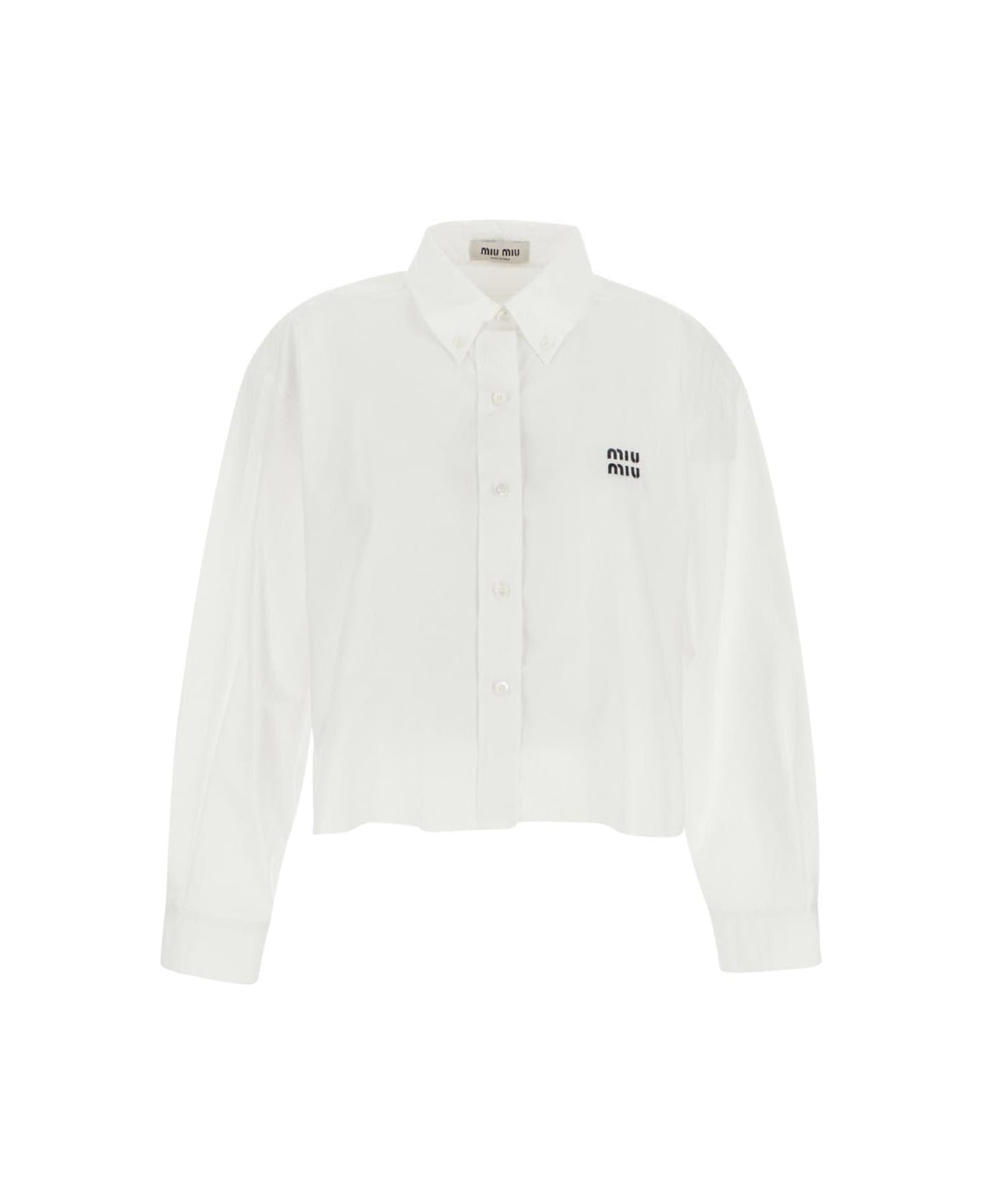 Miu Miu Cropped Shirt - Bianco