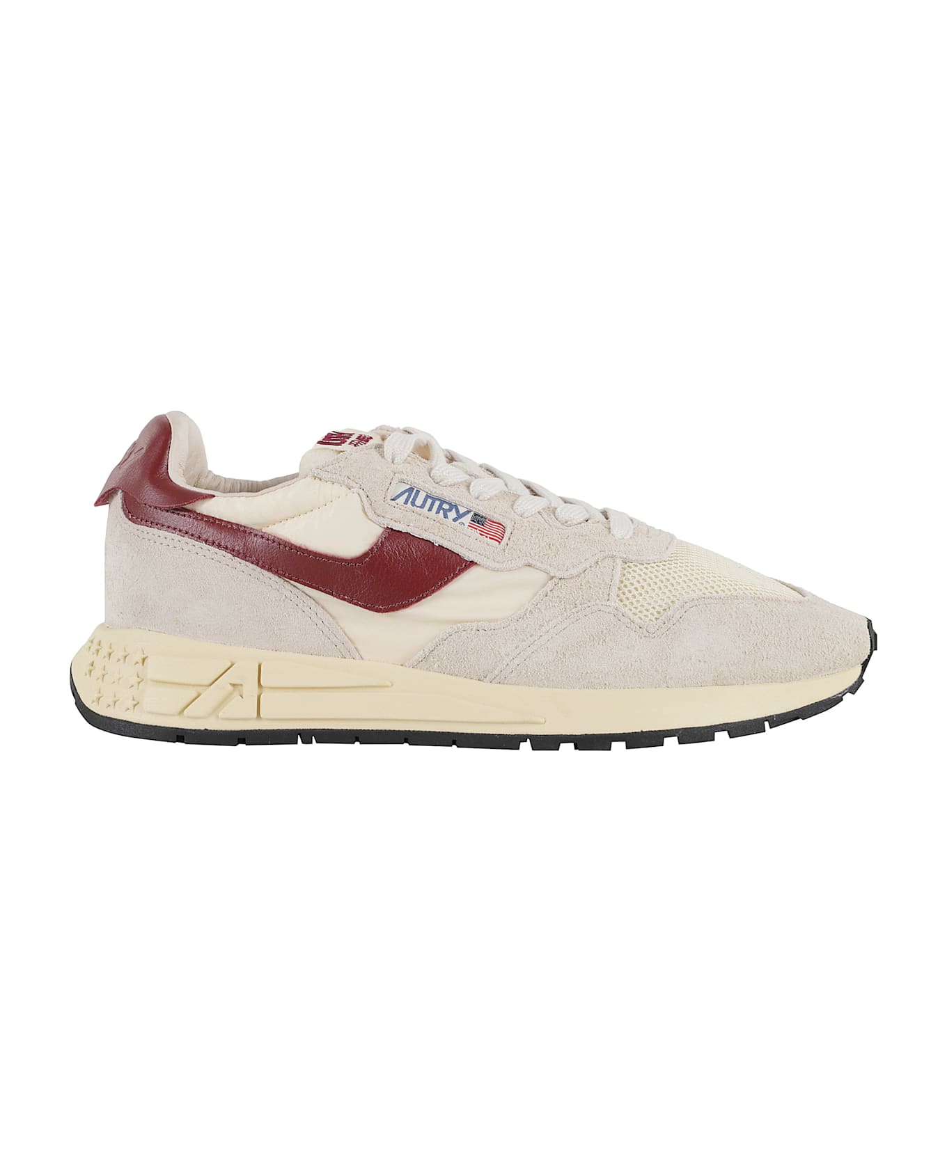 Autry 'reelwind' Beige Low Top Sneakers With Logo Patch Ontongue And Side In Suede Man - Ecru Rubwine