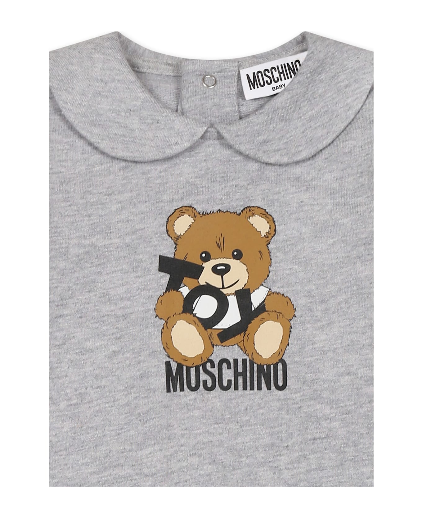 Moschino Grey Babygrow For Babykids With Teddy Bear - Grey