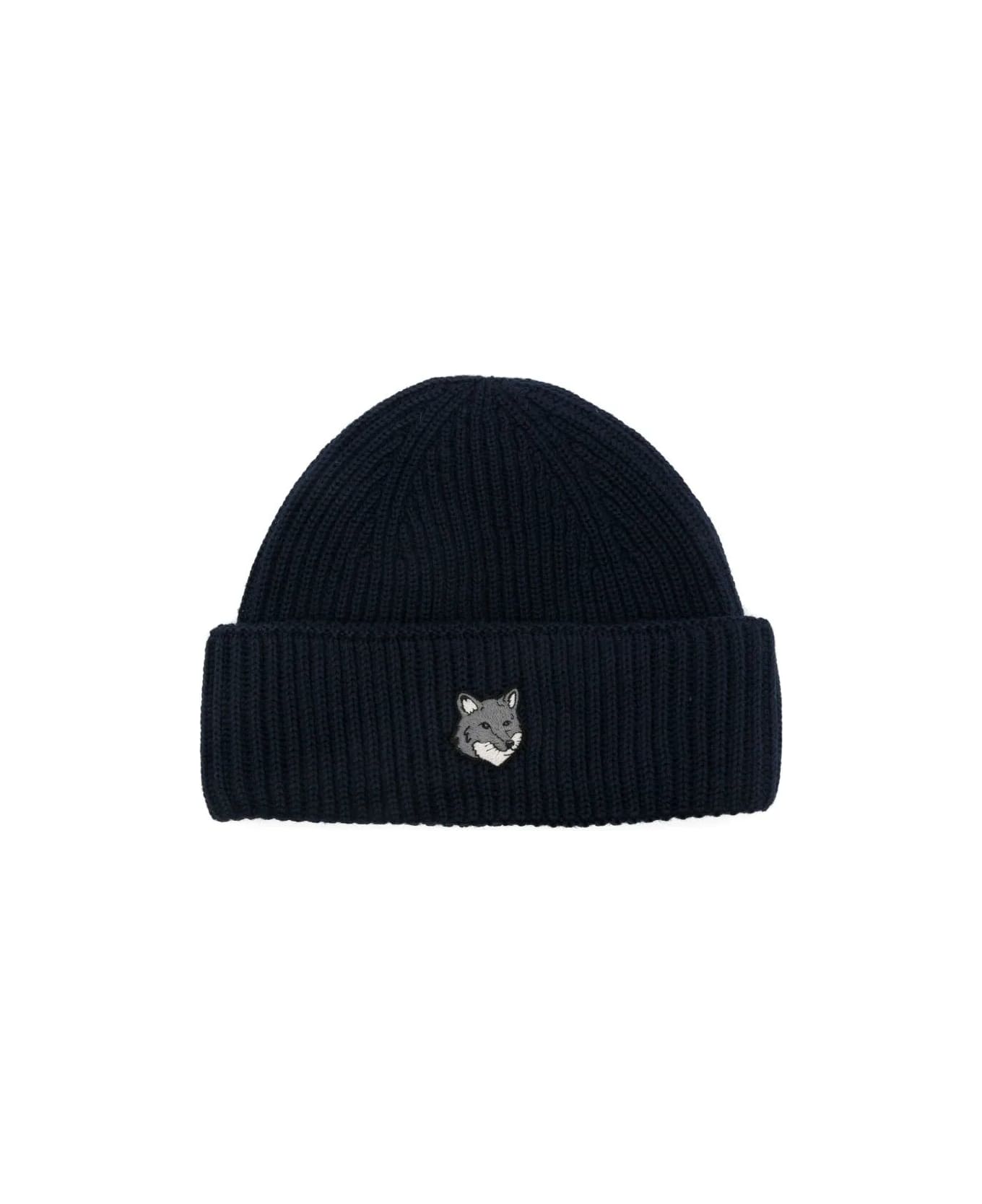 Maison Kitsuné Fox Head Large Beanie - Classic Navy