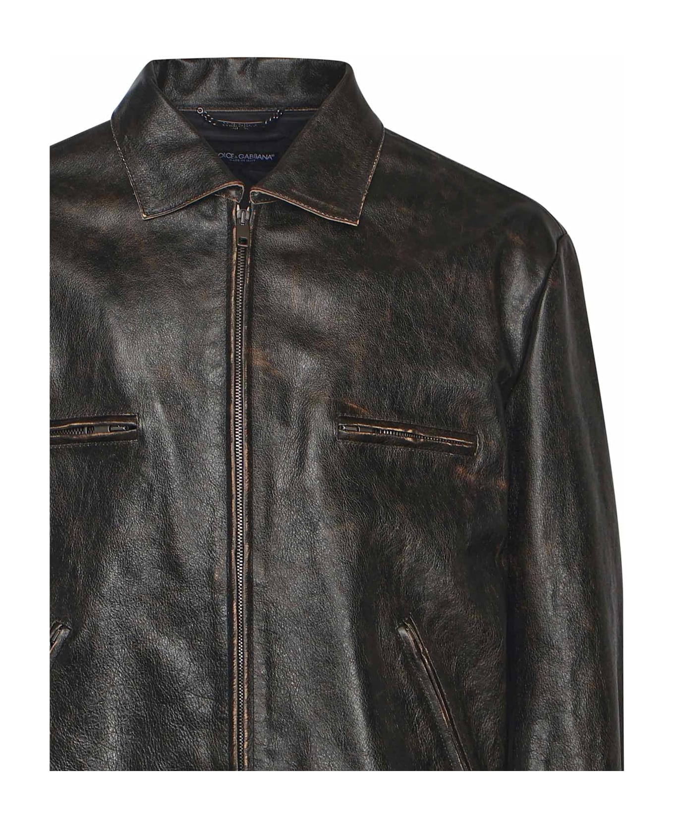 Dolce 
Gabbana Nappa Leather Overshirt - Black