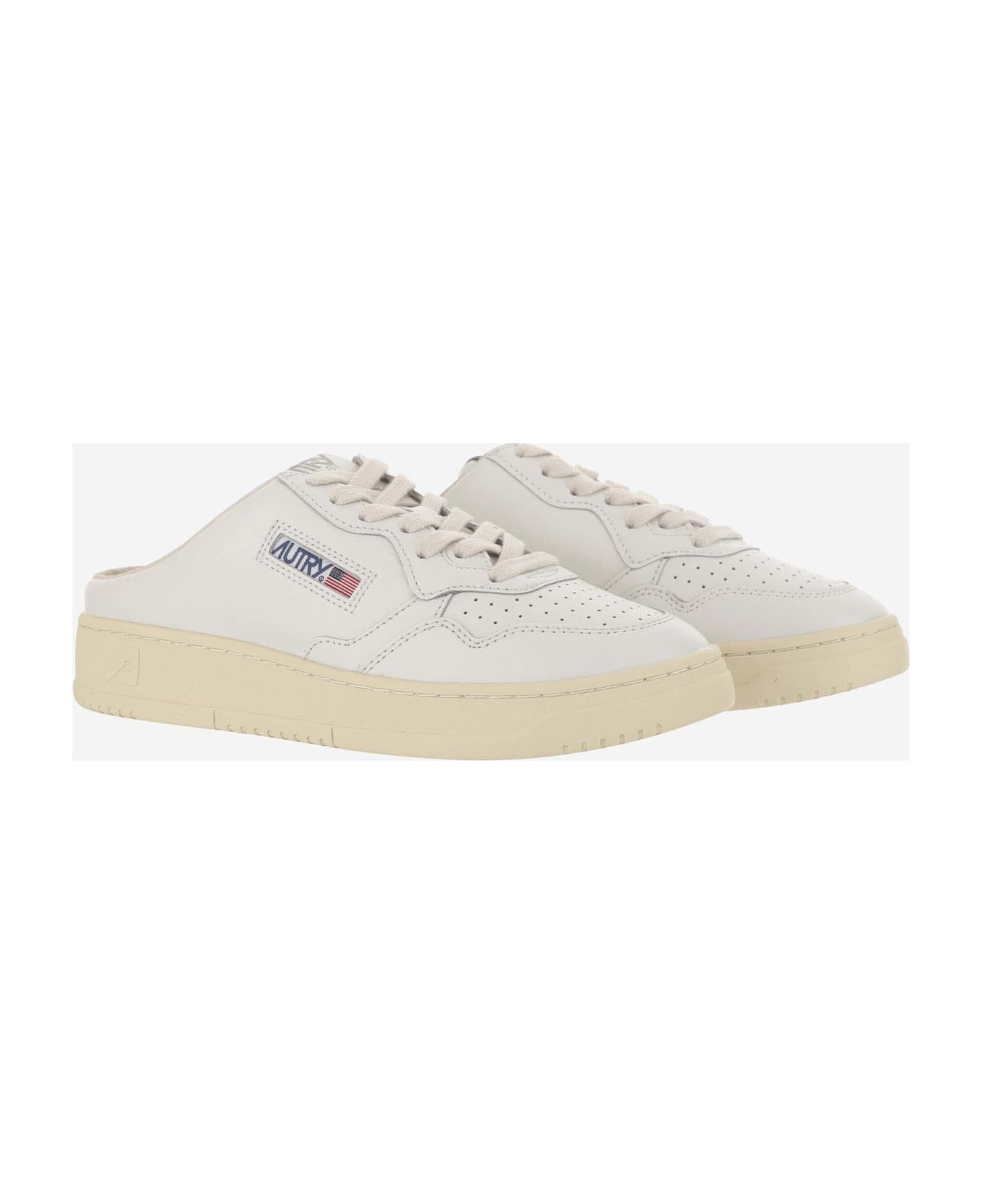 Autry Medalist Mule Low Leather Sneakers - Wht/wht スニーカー