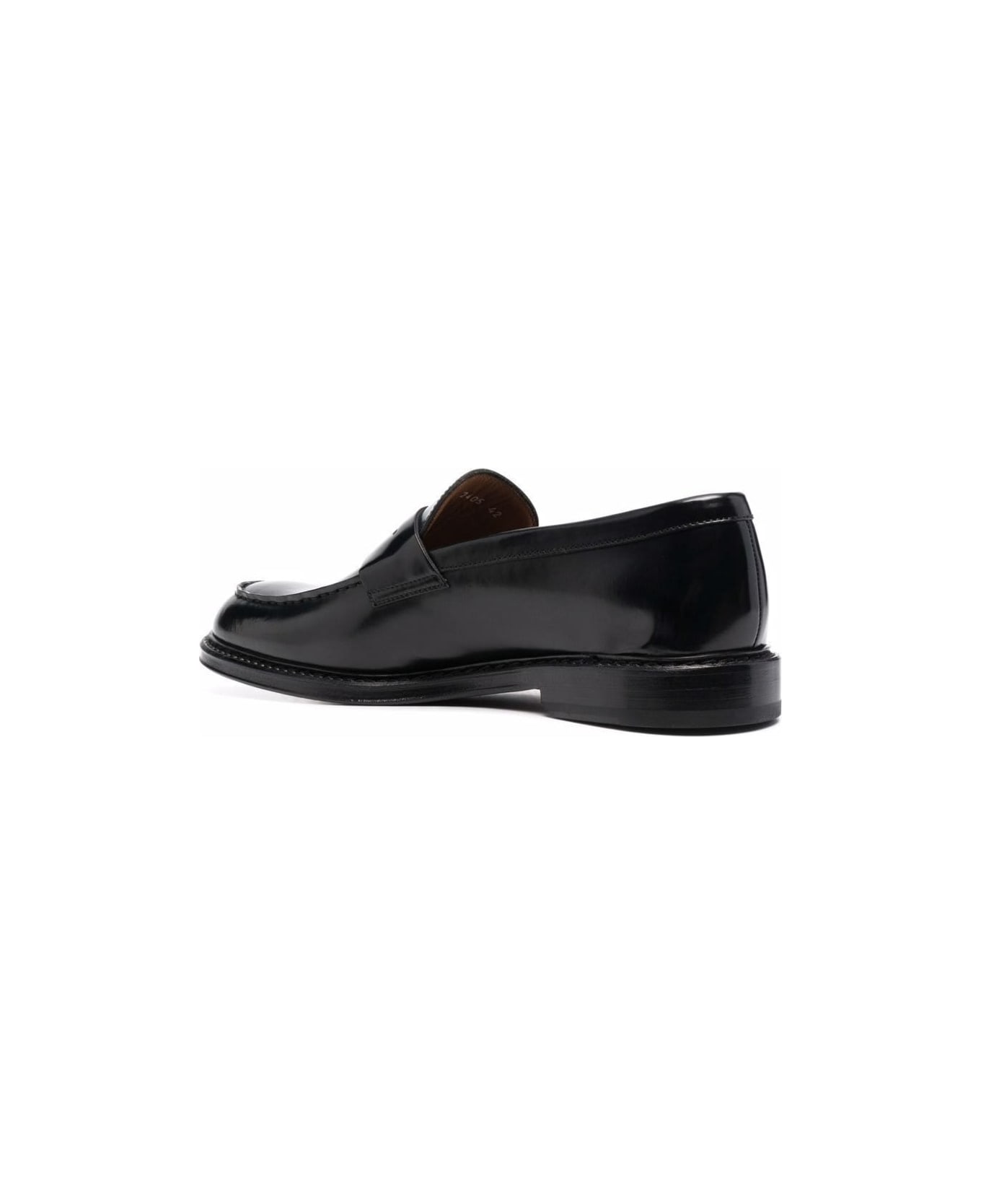 Doucal's Black Slip-on Loafers With Round Toe In Patent Leather Man - Black ローファー＆デッキシューズ