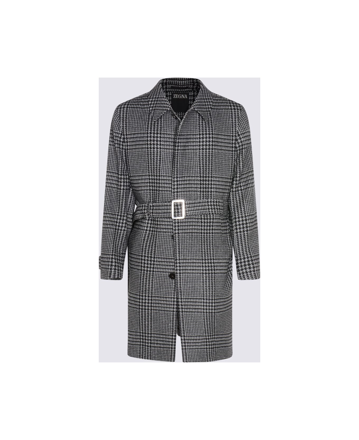 Zegna Grey And Black Wool Coat - Grey/Black