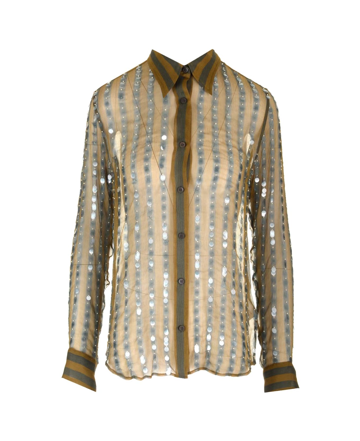 Dries Van Noten Silk Chiffon Shirt - Khaki