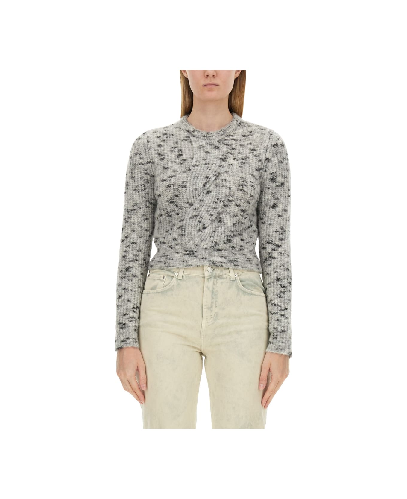 M05CH1N0 Jeans Cropped Shirt - Grigio Fantasia