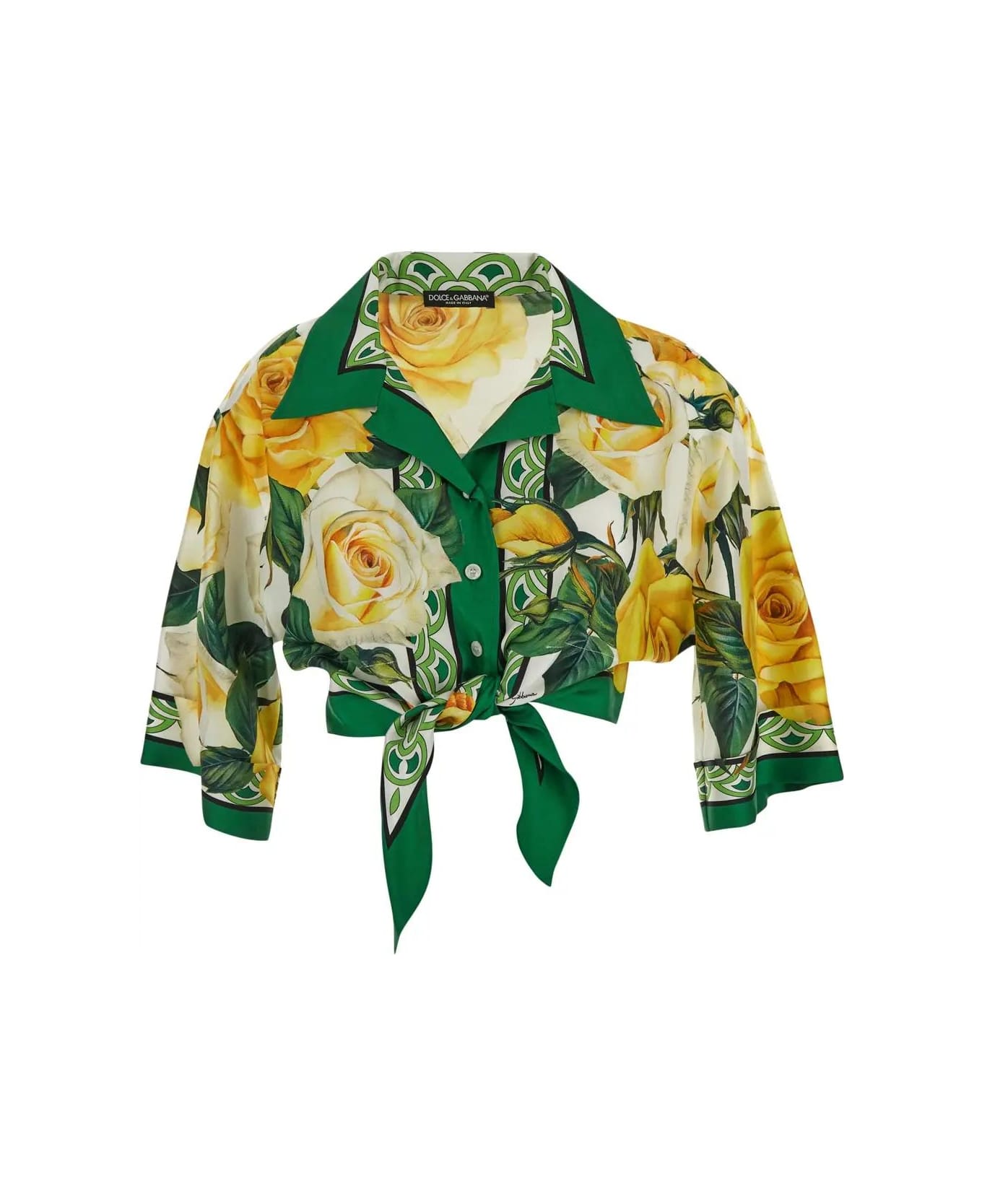 Dolce & Gabbana Floral Printed Tie Fastened Shirt - Multicolor