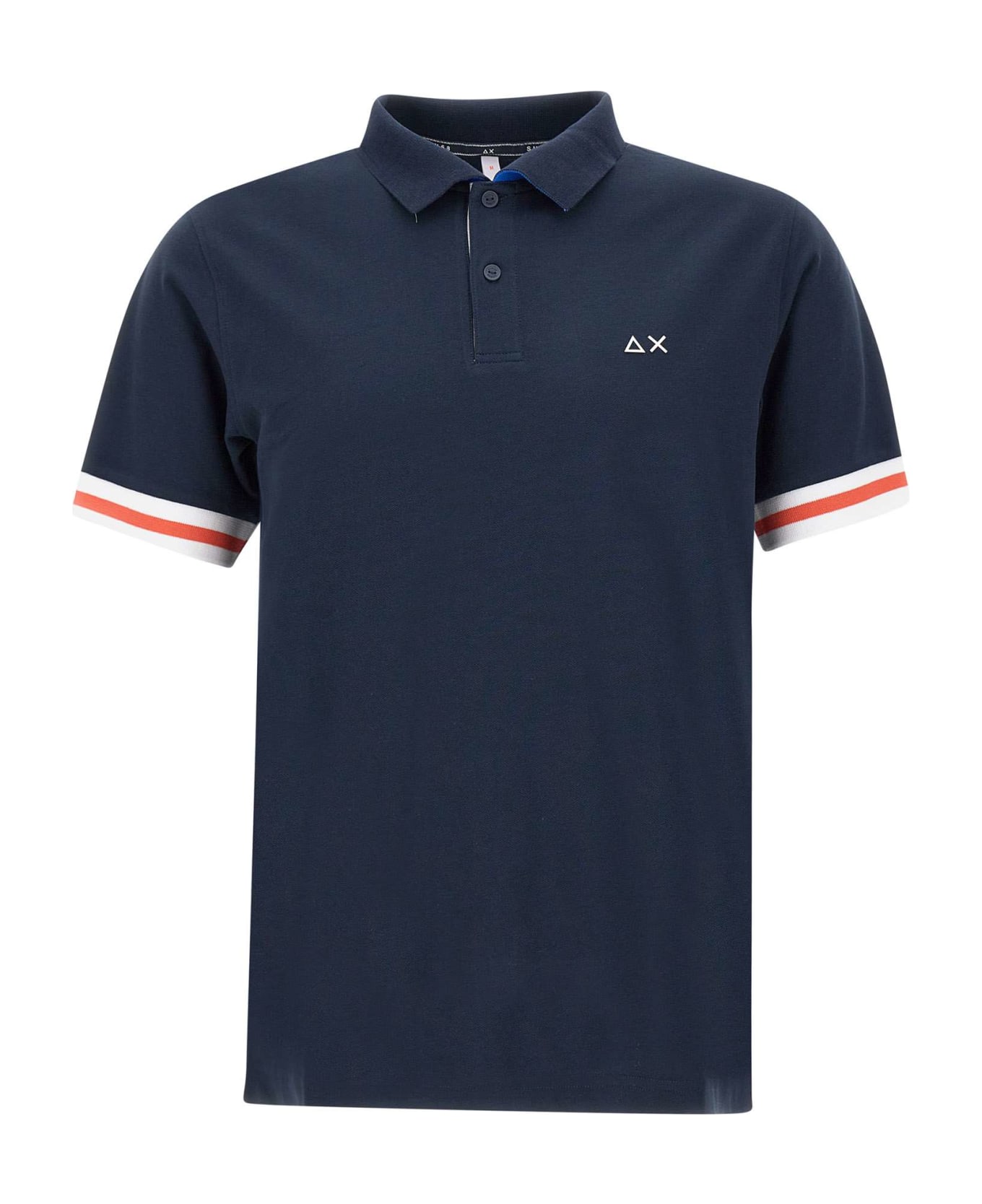 Sun 68 "stripes" Cotton Polo Shirt - BLUE ポロシャツ