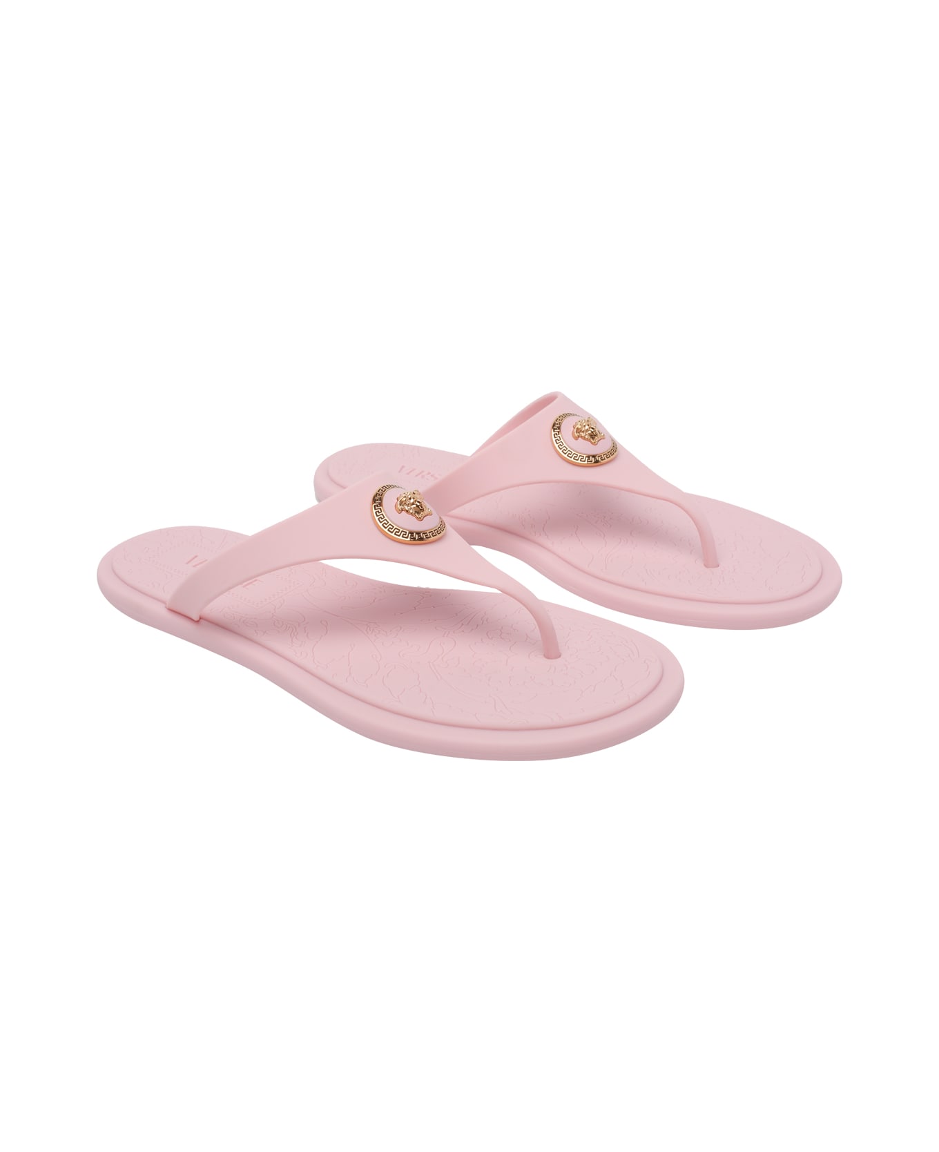 Versace Alia Rubber Flat Sandals - Pink