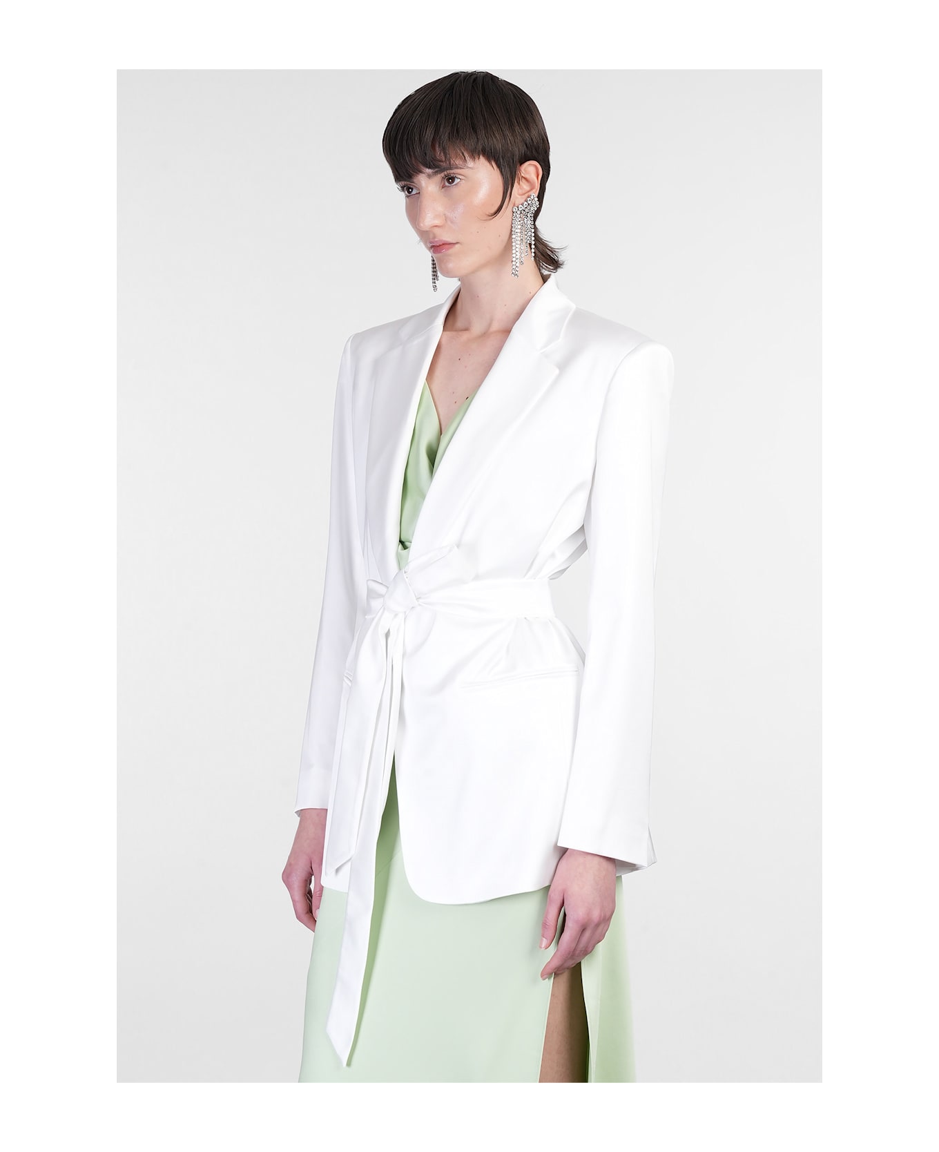 The Andamane Guia With Belt Blazer In White Polyester - white