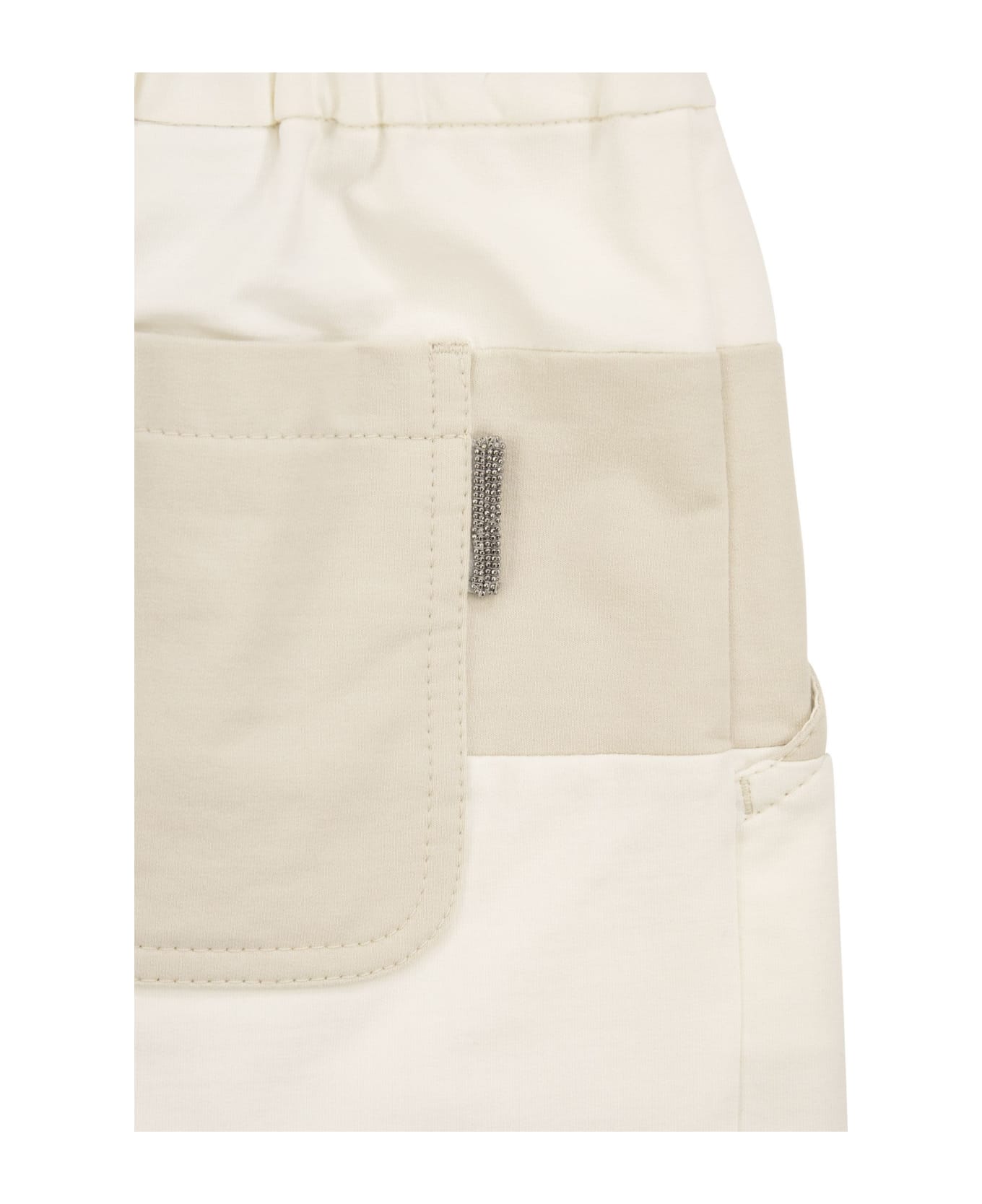 Brunello Cucinelli Wide Striped Cotton Shorts - Ivory/nut