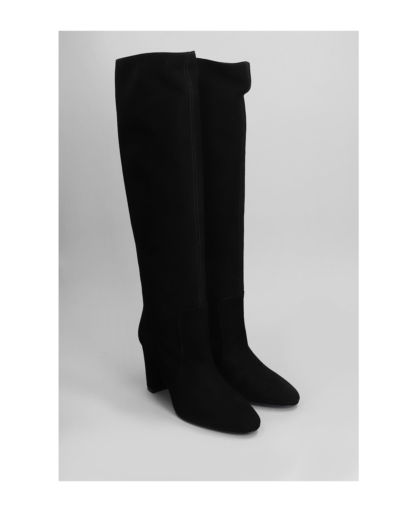 Via Roma 15 High Heels Boots In Black Suede - black
