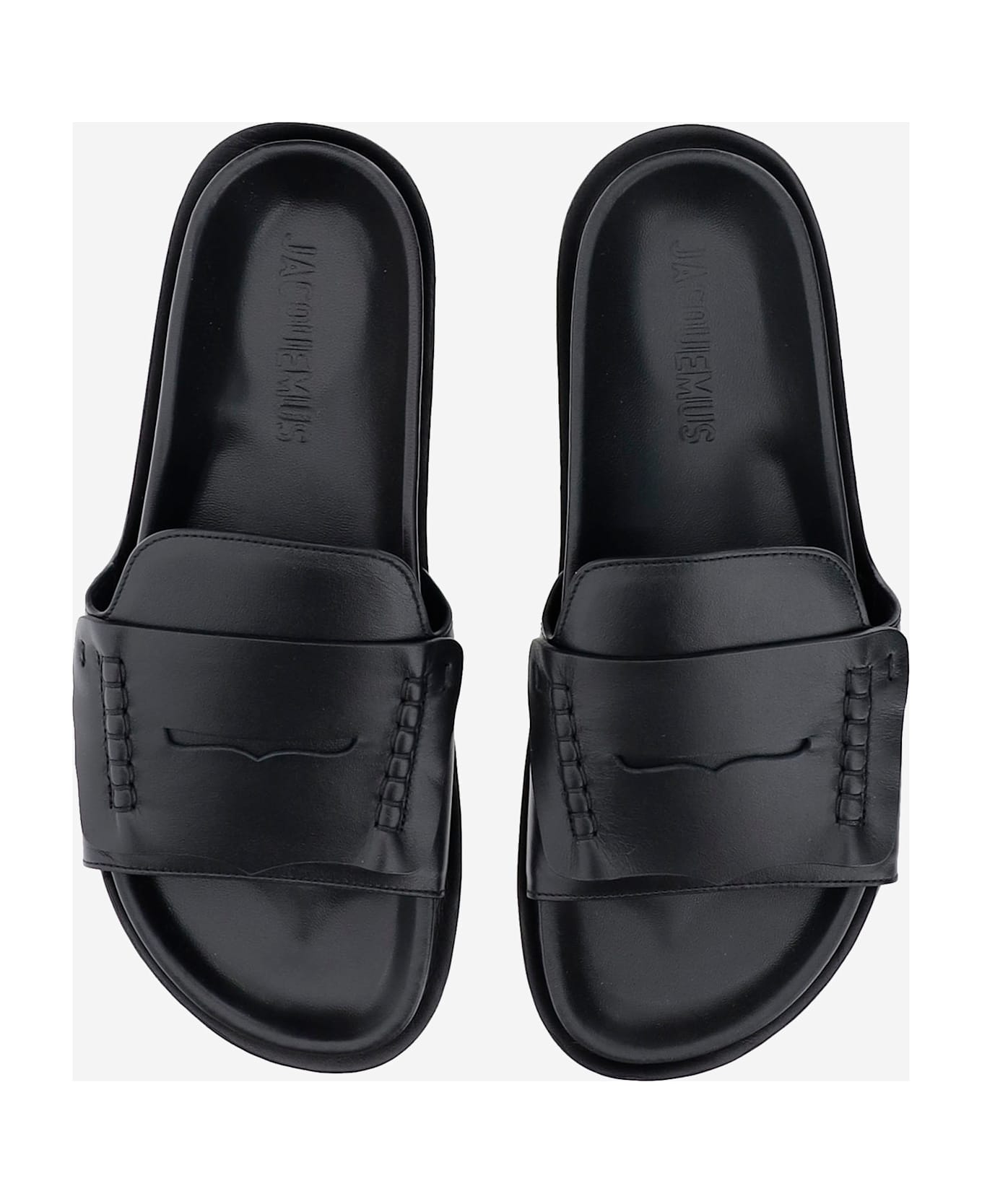 Jacquemus Leather Mocassin Sandal - Black