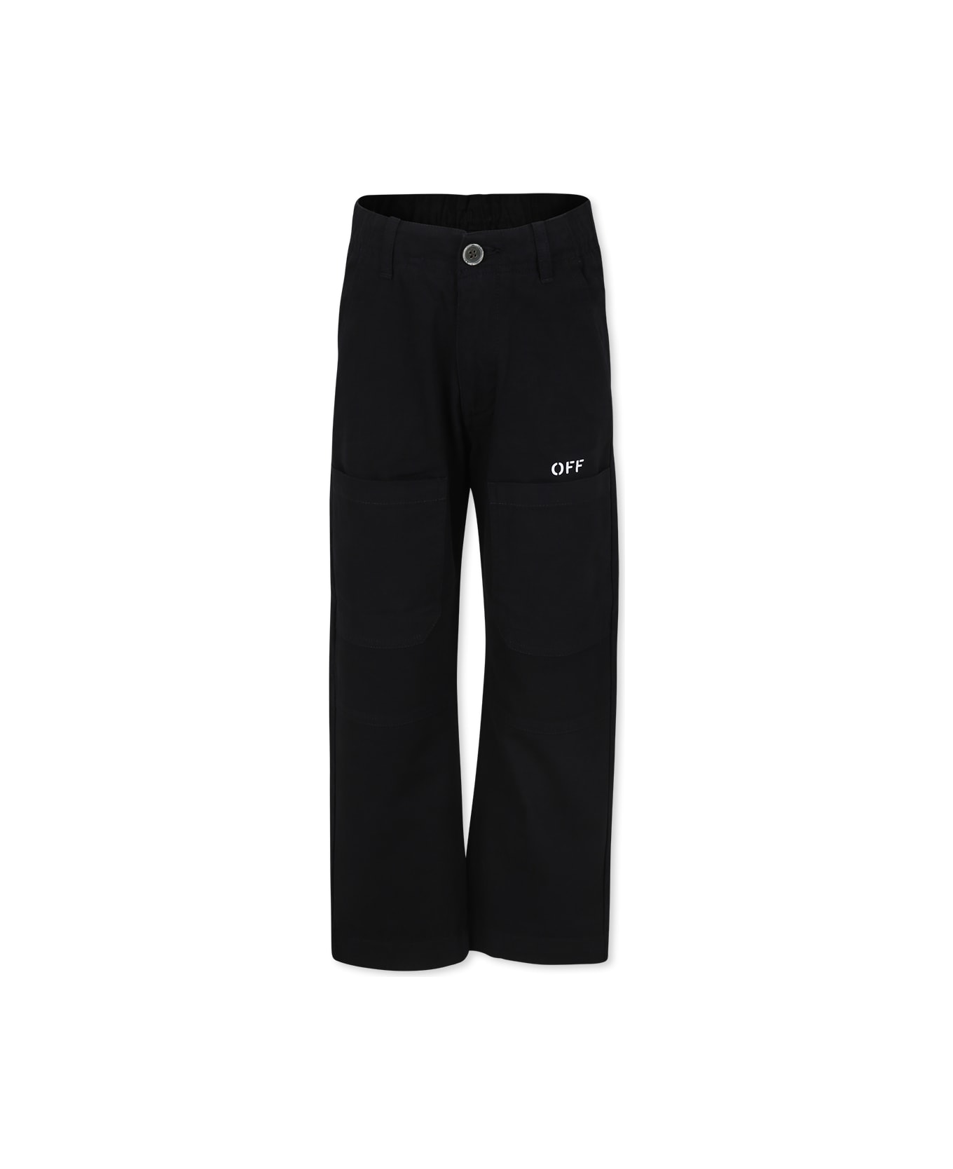Off-White Black Trousers For Boy With Logo - Black