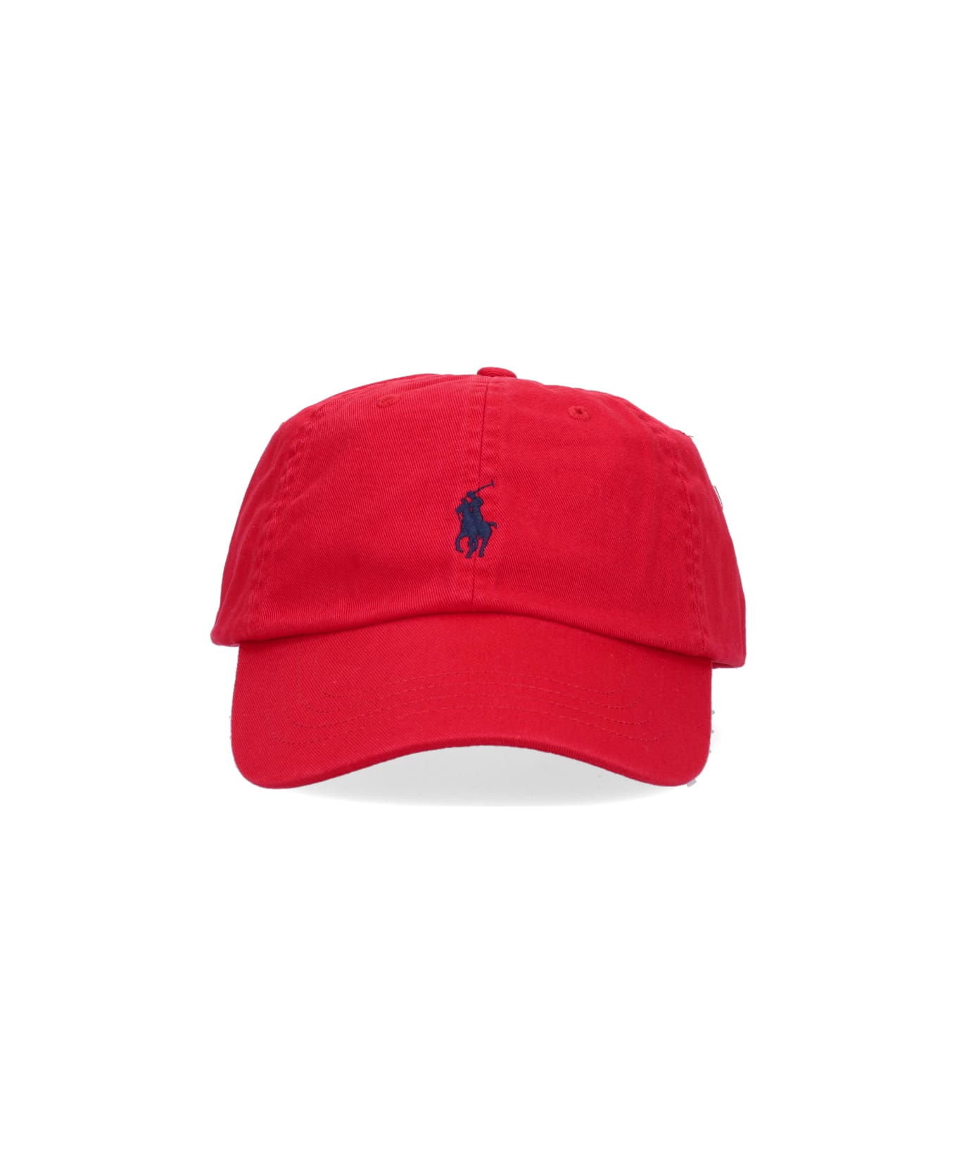 Polo Ralph Lauren Red Baseball Hat With Blue Pony - Red