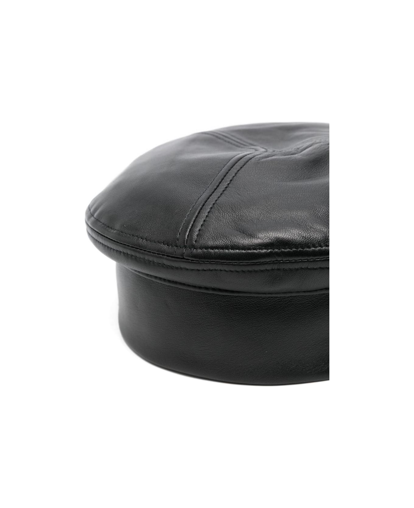 Emporio Armani Leather Basque Hat - Black