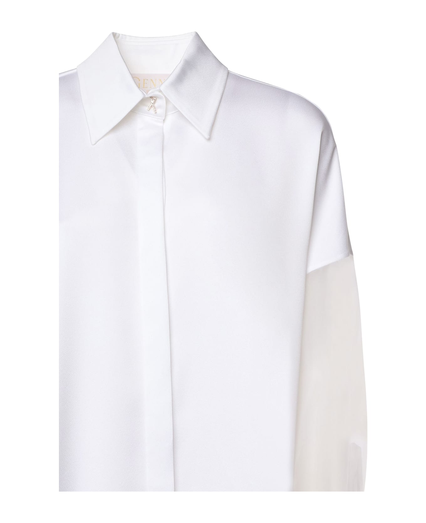 Genny Satin Long-sleeved Shirt - White
