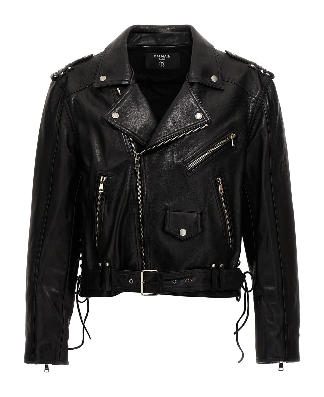 Balmain Leather Biker Jacket - Black ジャケット