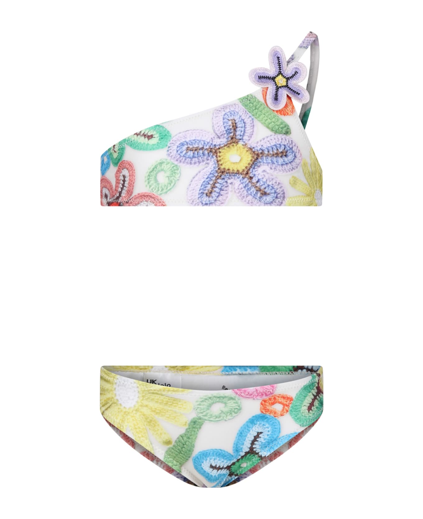 Molo Ivory Bikini For Girl With Flowers Print - Multicolor