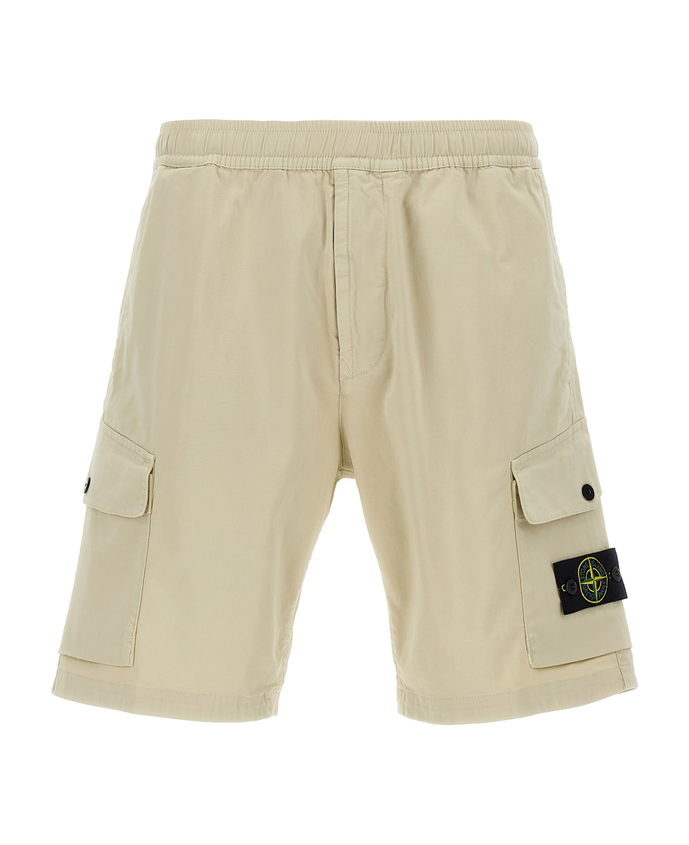 Stone Island Logo Badge Bermuda Shorts - Beige