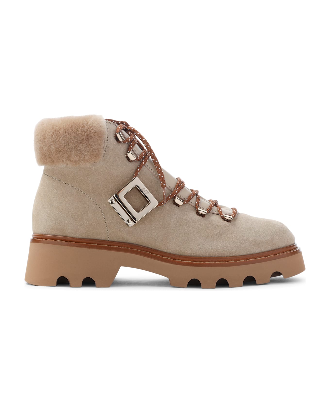 Roger Vivier Viv Rangers Track Fur Boots - Beige Scuro