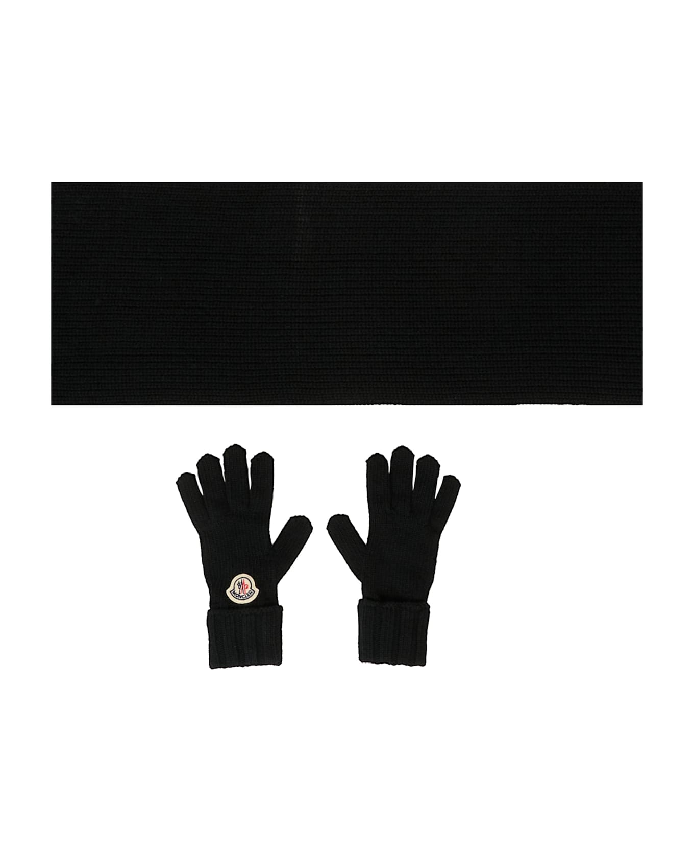 Moncler Black Accessory Set For Girl With Logo - Black