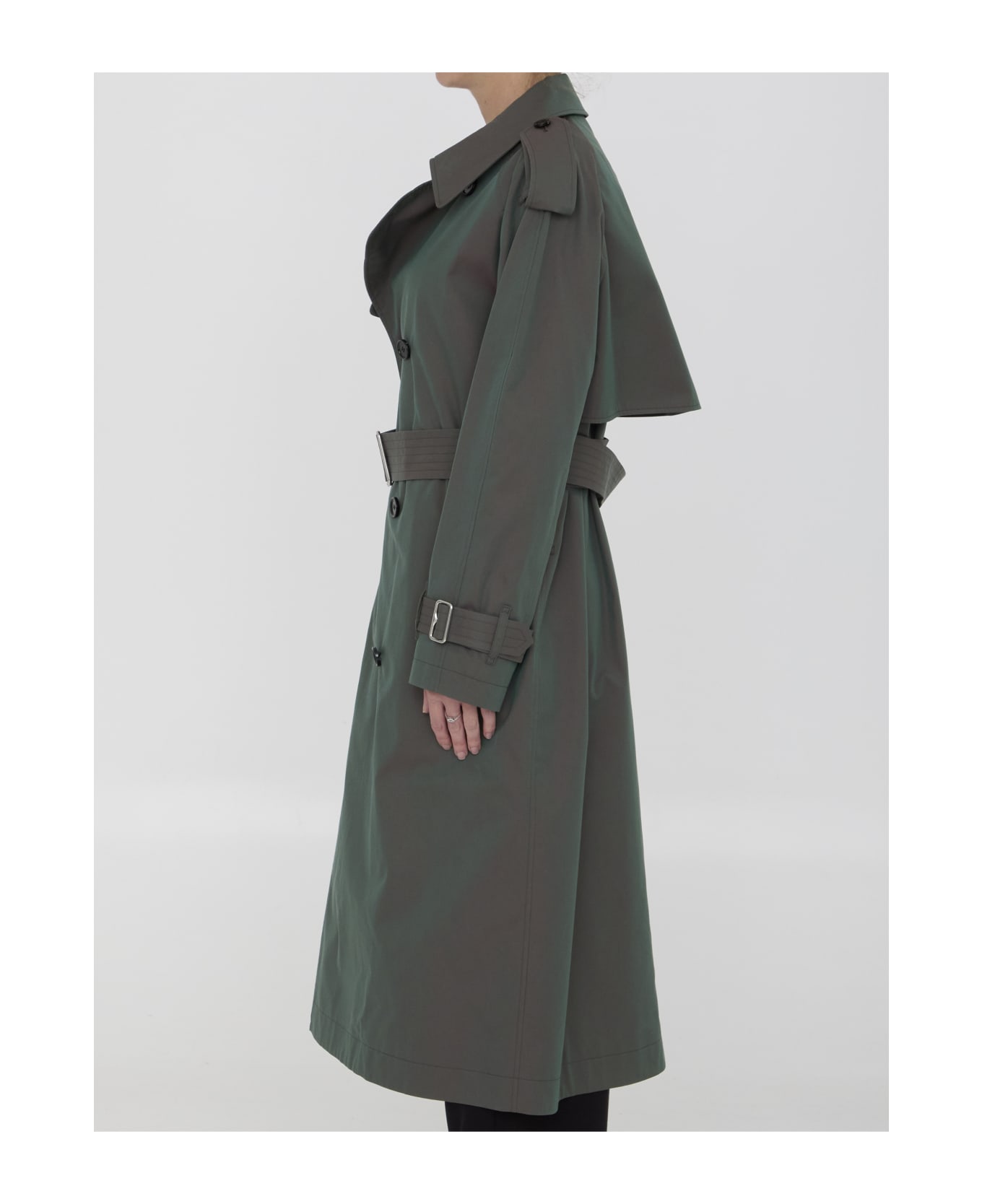 Burberry Cotton Long Trench Coat - GREEN レインコート