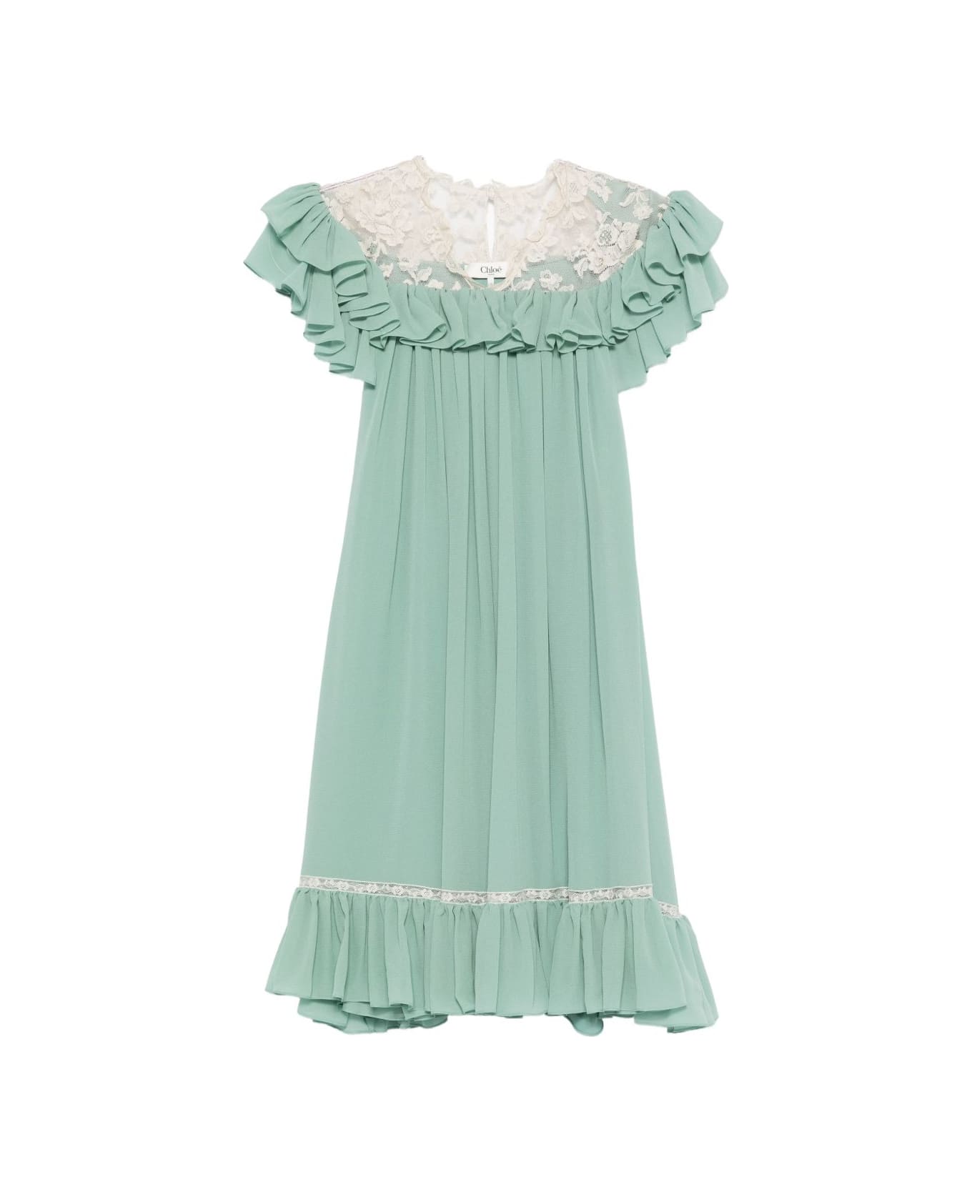 Chloé Silk Mini Dress - Green
