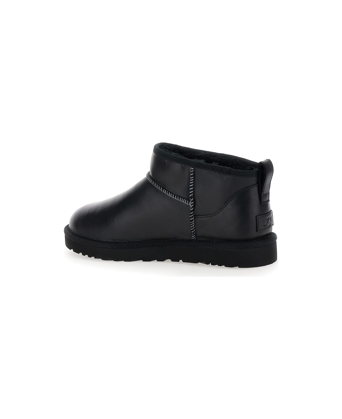 UGG ''classic Ultra Mini' Black Boots In Leather Man - Black