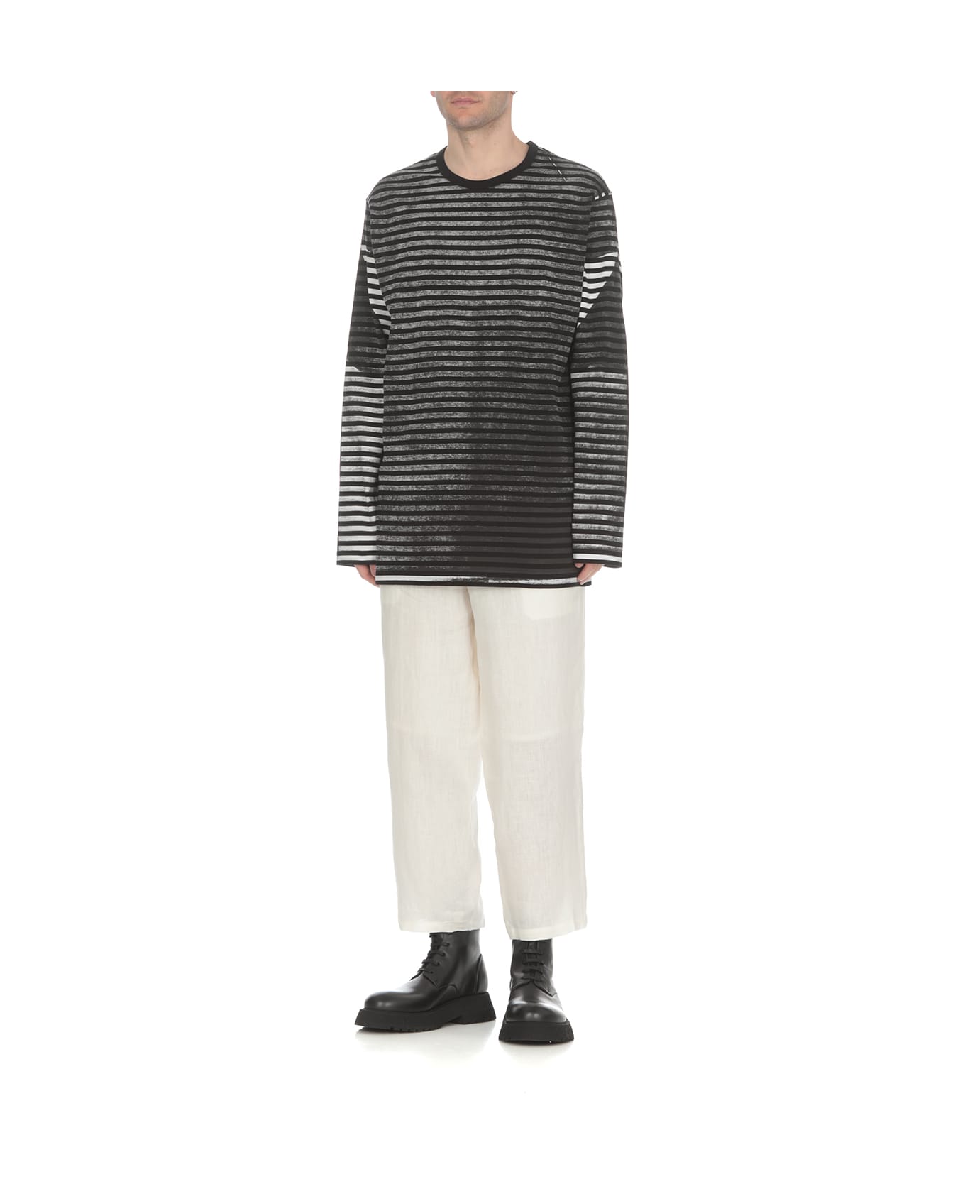 Yohji Yamamoto Striped Pattern Sweater - Grey