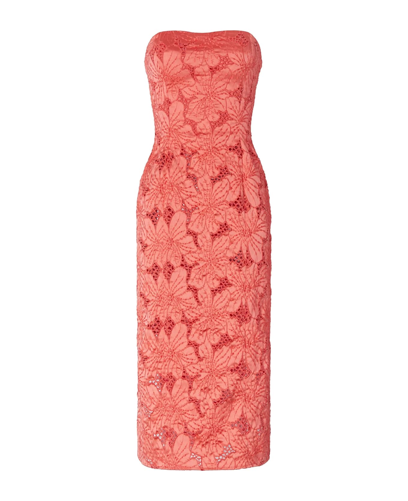 Genny Bustier Dress With Orchids Embroidery - Tea rose
