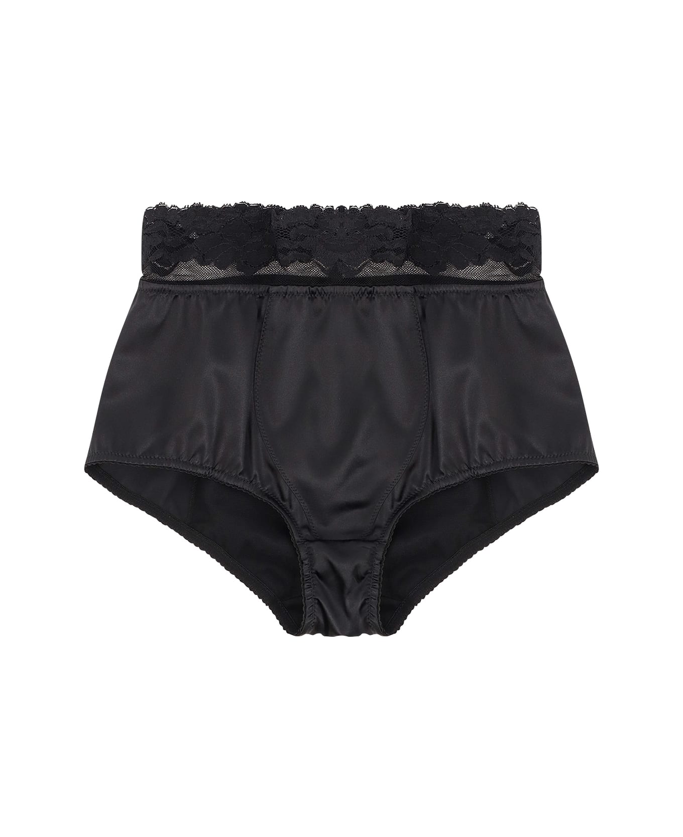 Dolce 
Gabbana Silk Coulotte With Lace Inserts - Black
