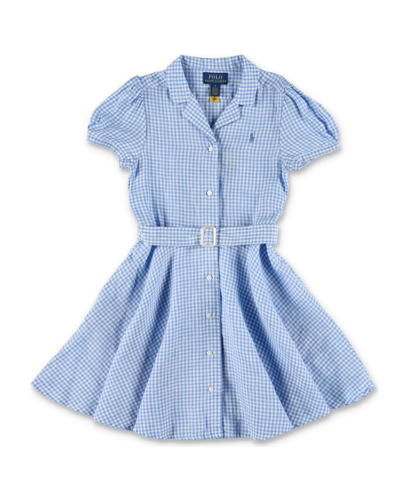 Polo Ralph Lauren Belted Gingham Linen Dress - L.BLUE