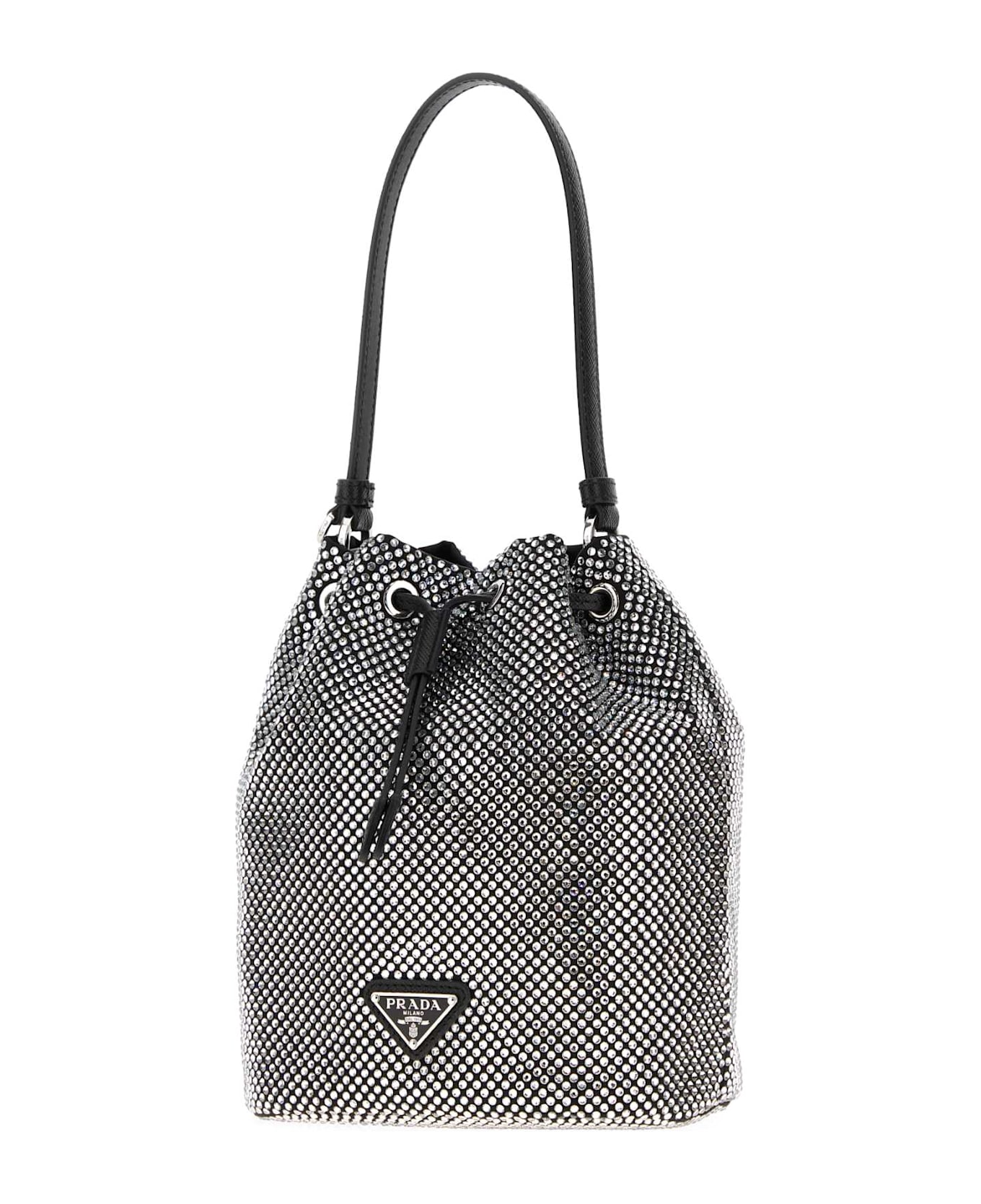 Prada Embellished Satin Bucket Bag - CRISTAL