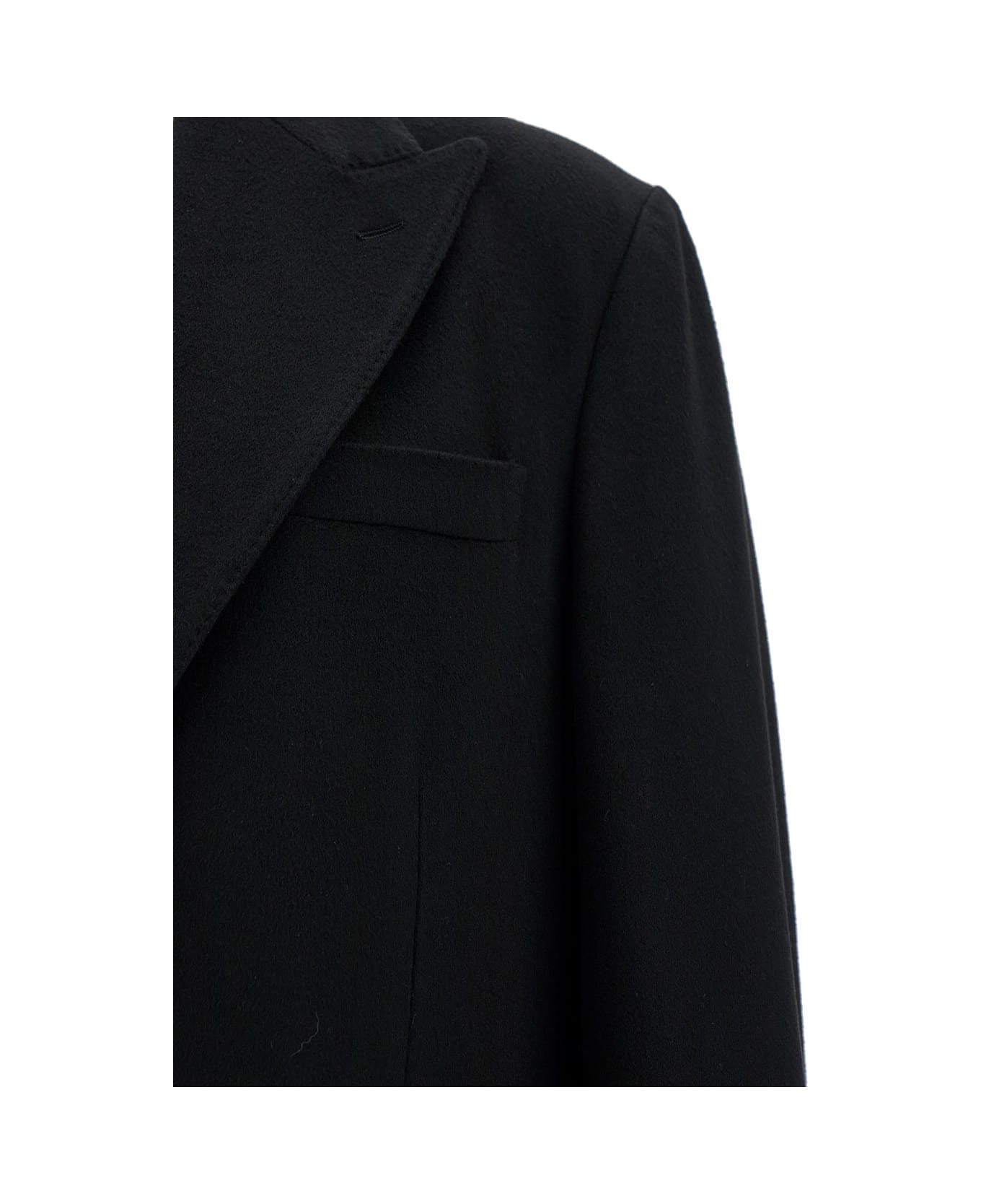 Dolce & Gabbana Black Single-breasted Coat In Wool Man - Black