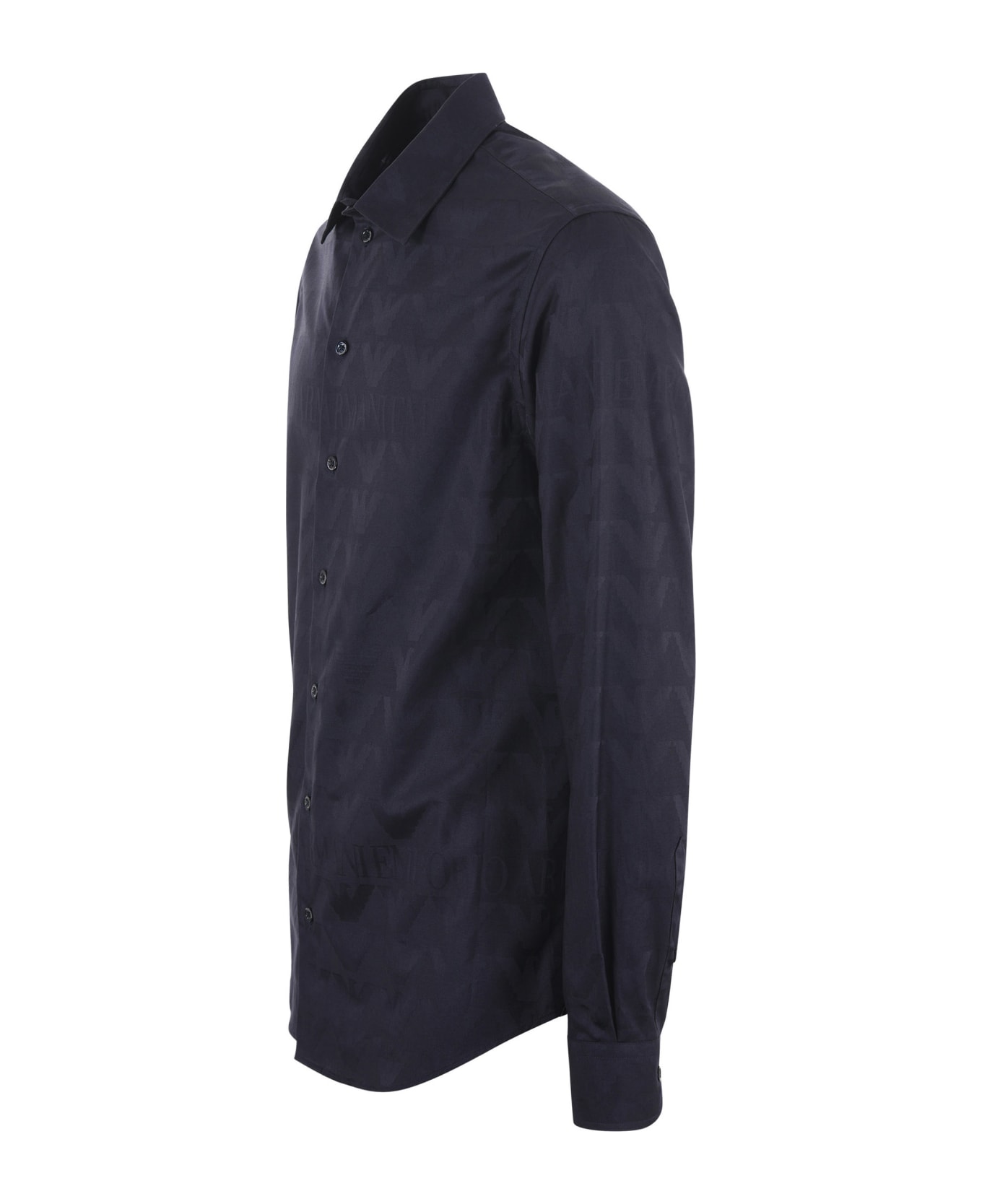 Emporio Armani Camicia Emporio Armani In Cotone Jacquard Disponibile Store Scafati - Blu scuro