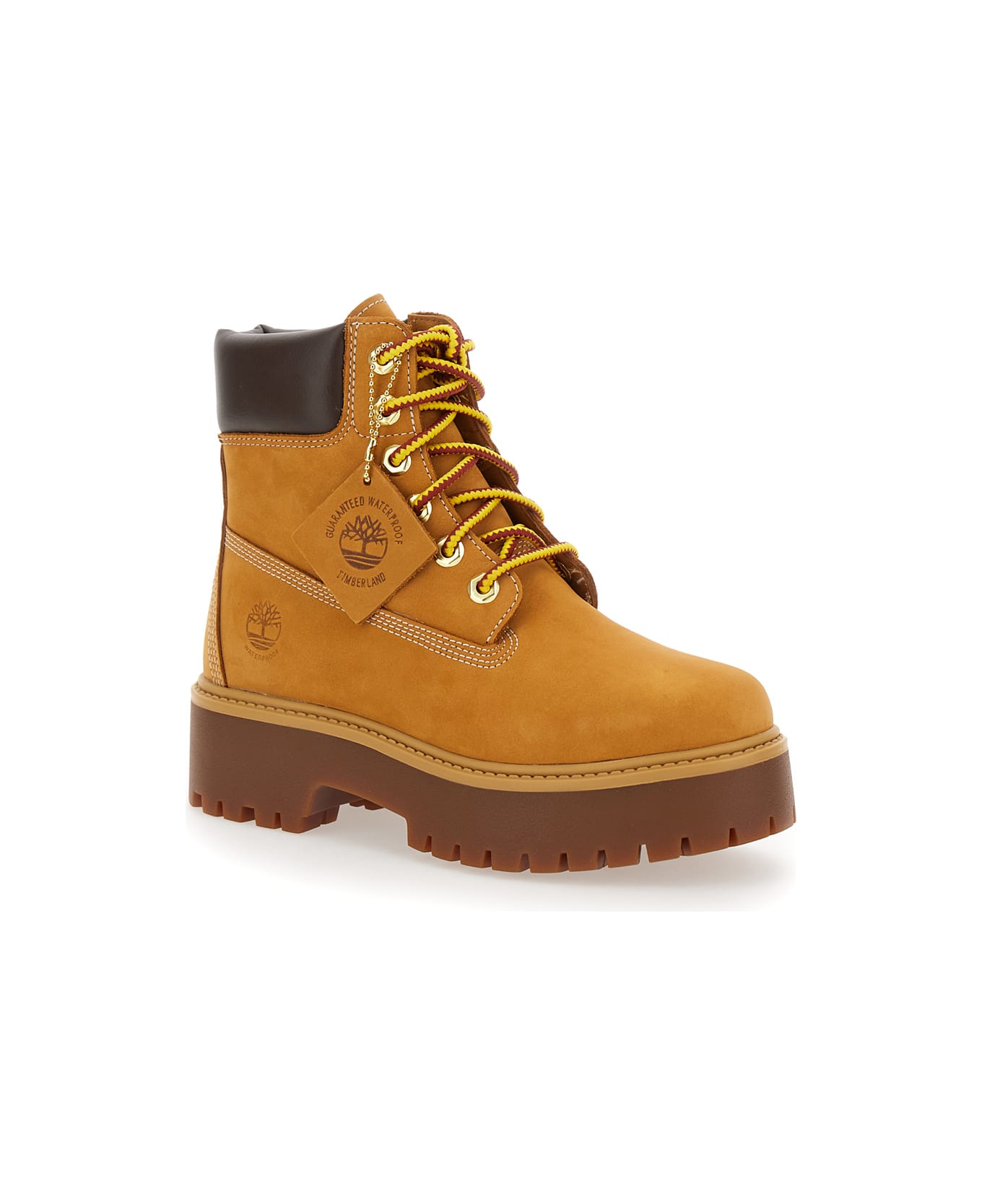 Timberland Beige Water-proof Boots With Logo Plate In Leather Woman - Beige