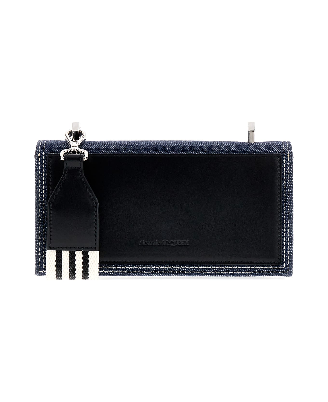 Alexander McQueen Denim The Knuckle Satchel Crossbody Bag - DENIM BLACK