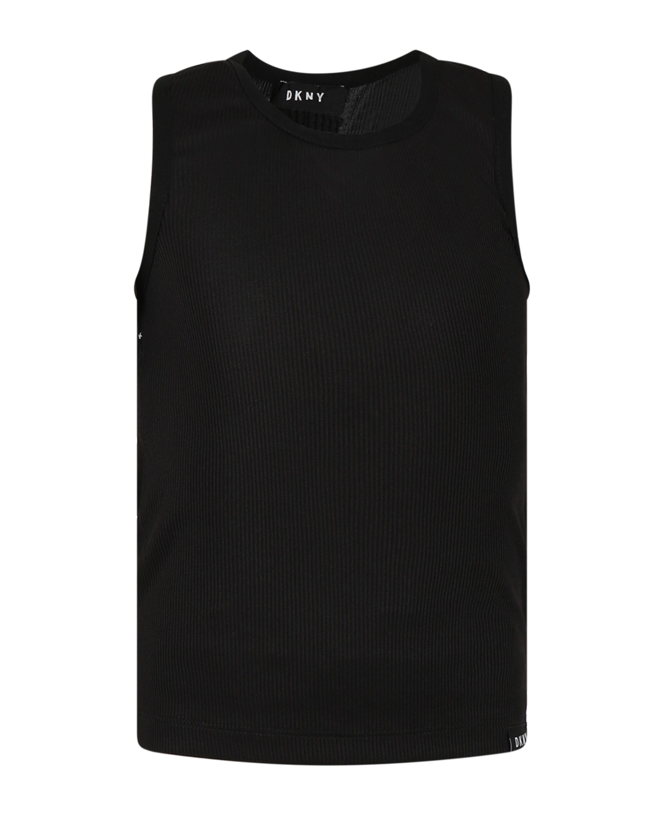 DKNY Black Tank Top For Girl With Logo - Black