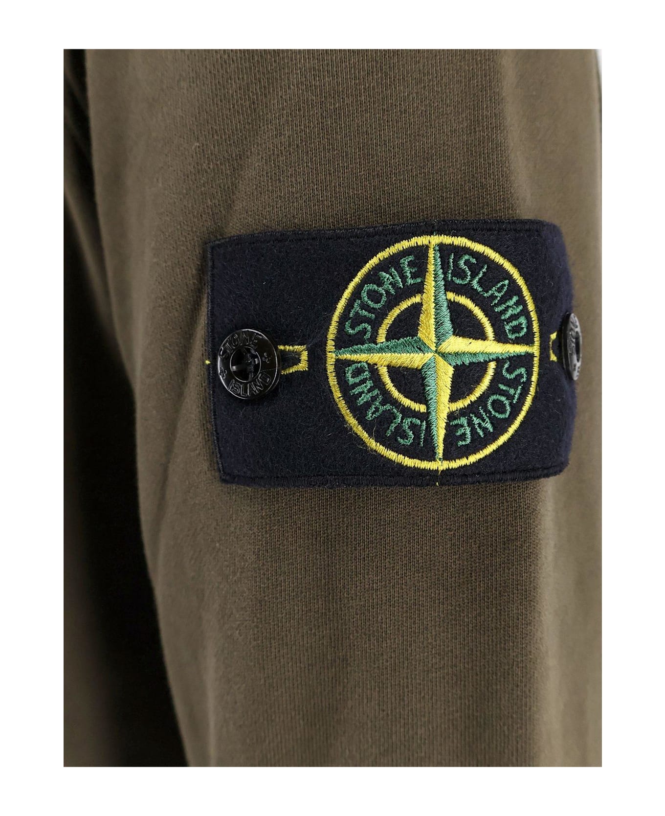 Stone Island Compass Patch Drawstring Hoodie - GREEN