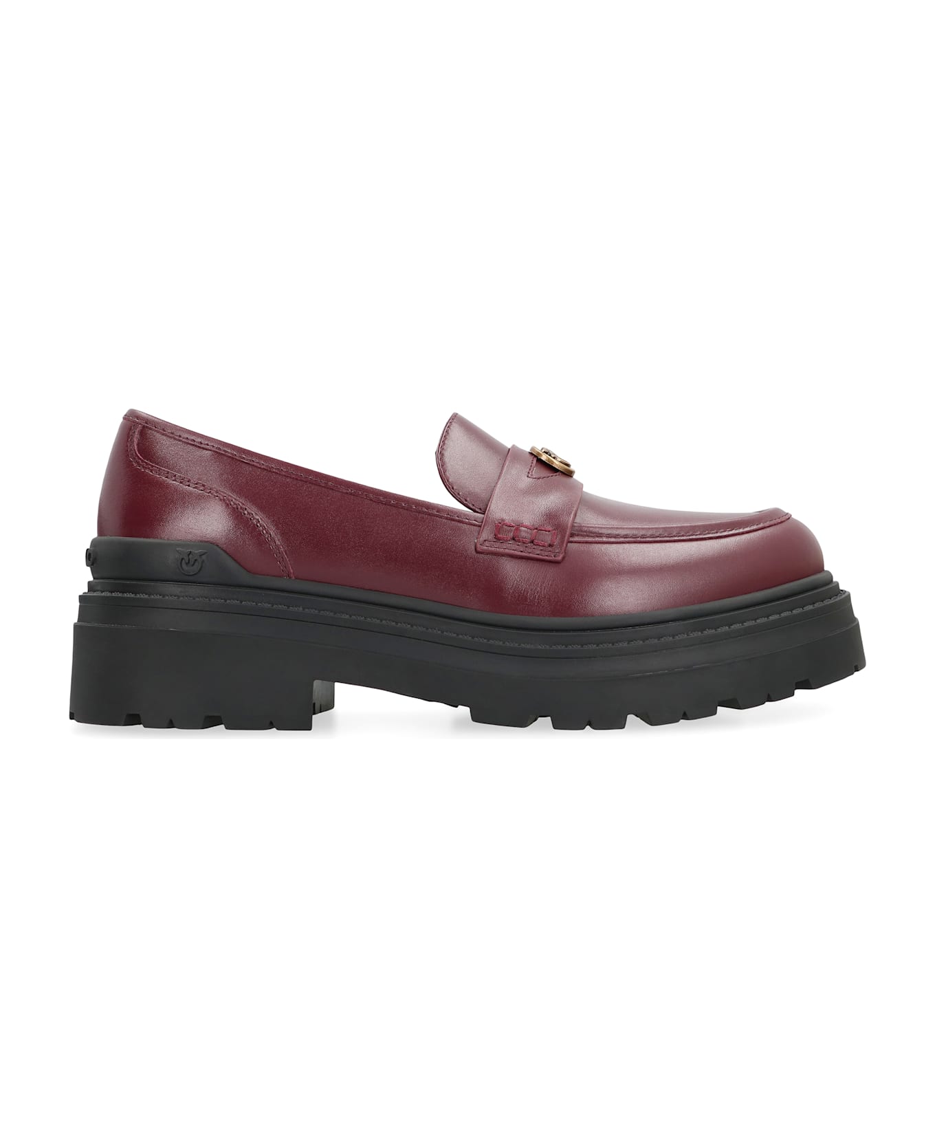 Pinko Mia Leather Loafers - Burgundy
