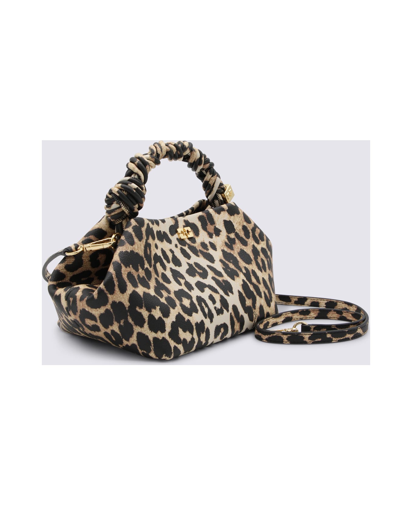 Ganni Leopard Top Handle Bag - ALMOND MILK