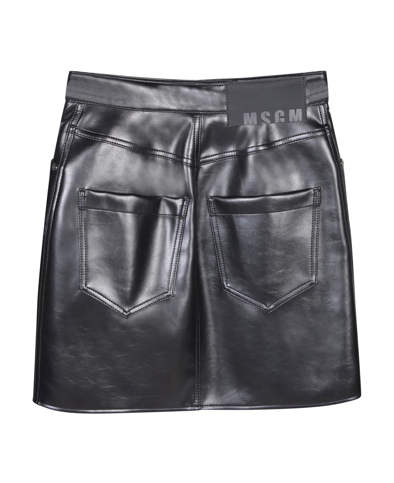 MSGM High Waist Slim Cut Mini Skirt - Black