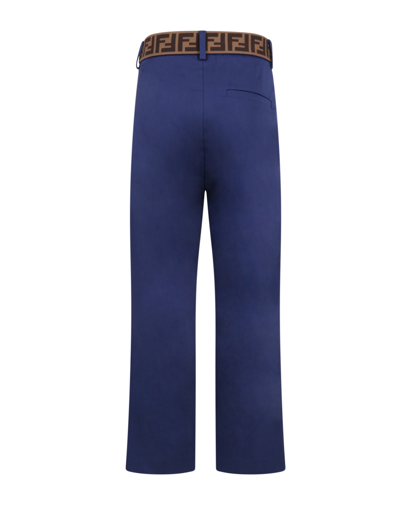 Fendi Blue Trousers For Boy With Iconic Ff - Blue ボトムス