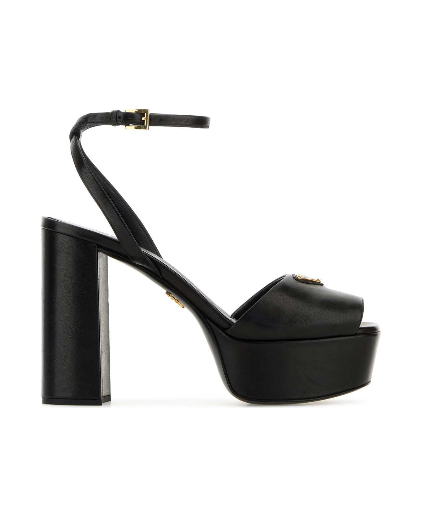 Prada Black Nappa Leather Sandals - NERO