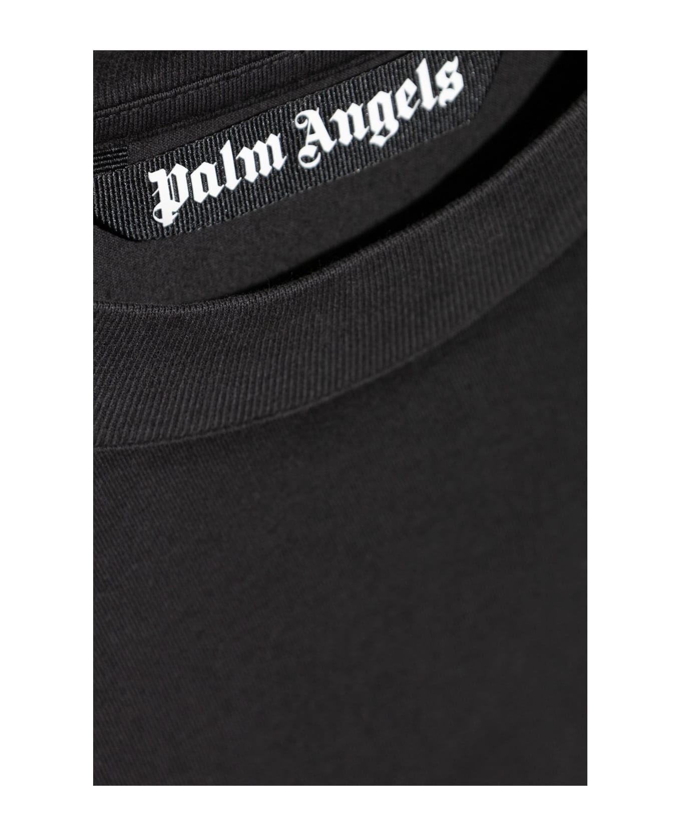 Palm Angels Logo Printed Drop Shoulder T-shirt - Black