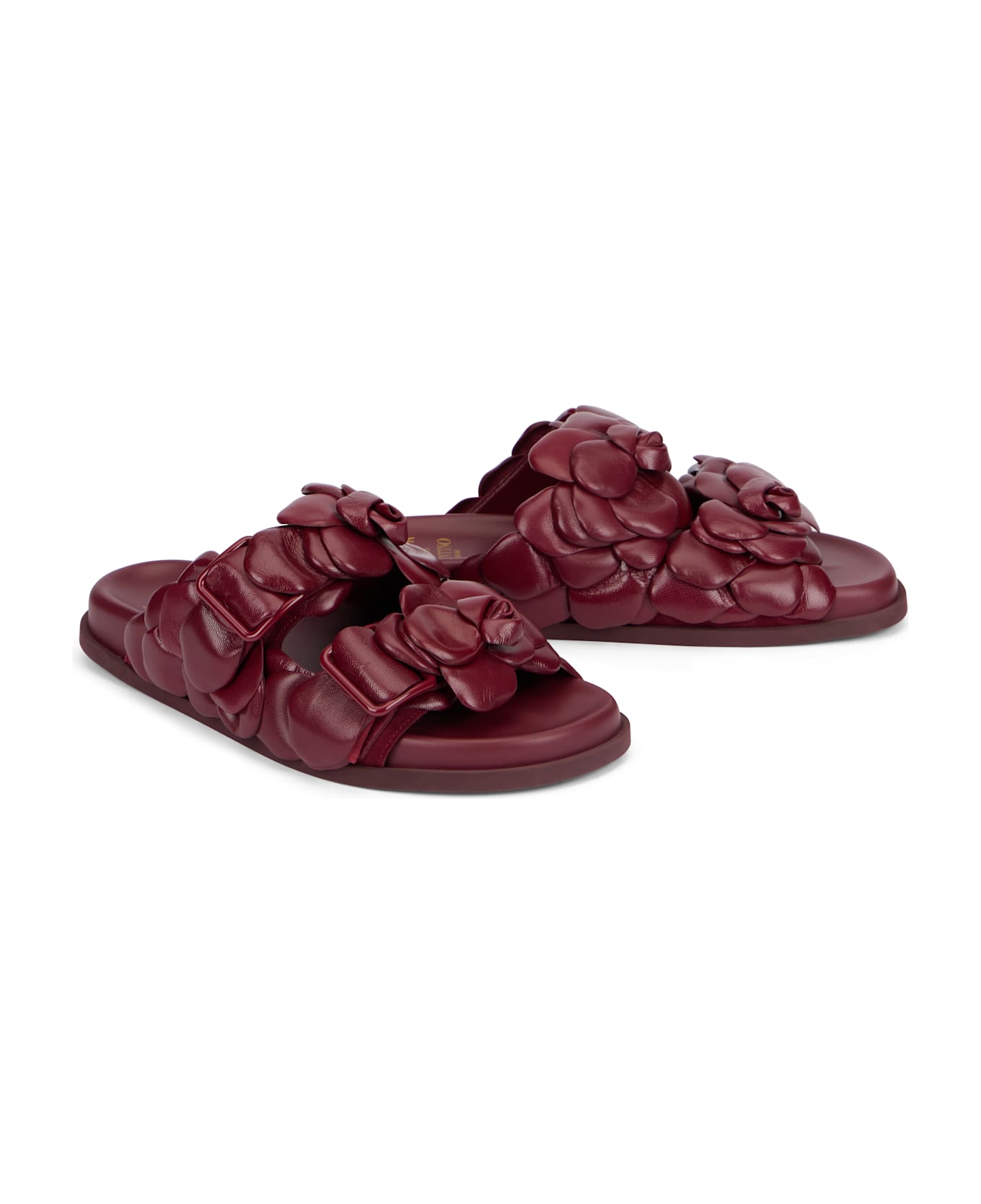 Valentino Garavani Leather Slides - Burgundy