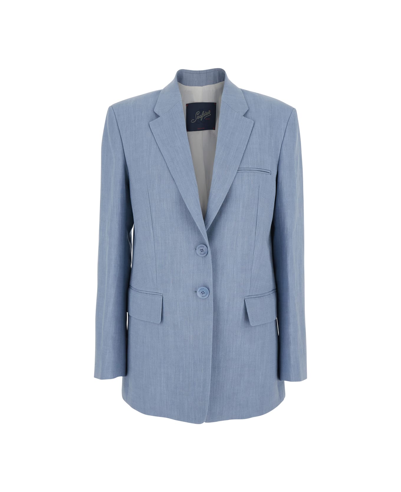 The Seafarer Light Blue Jacket With Classic Lapels And Chest Pocket In Fabric Woman - Light blue
