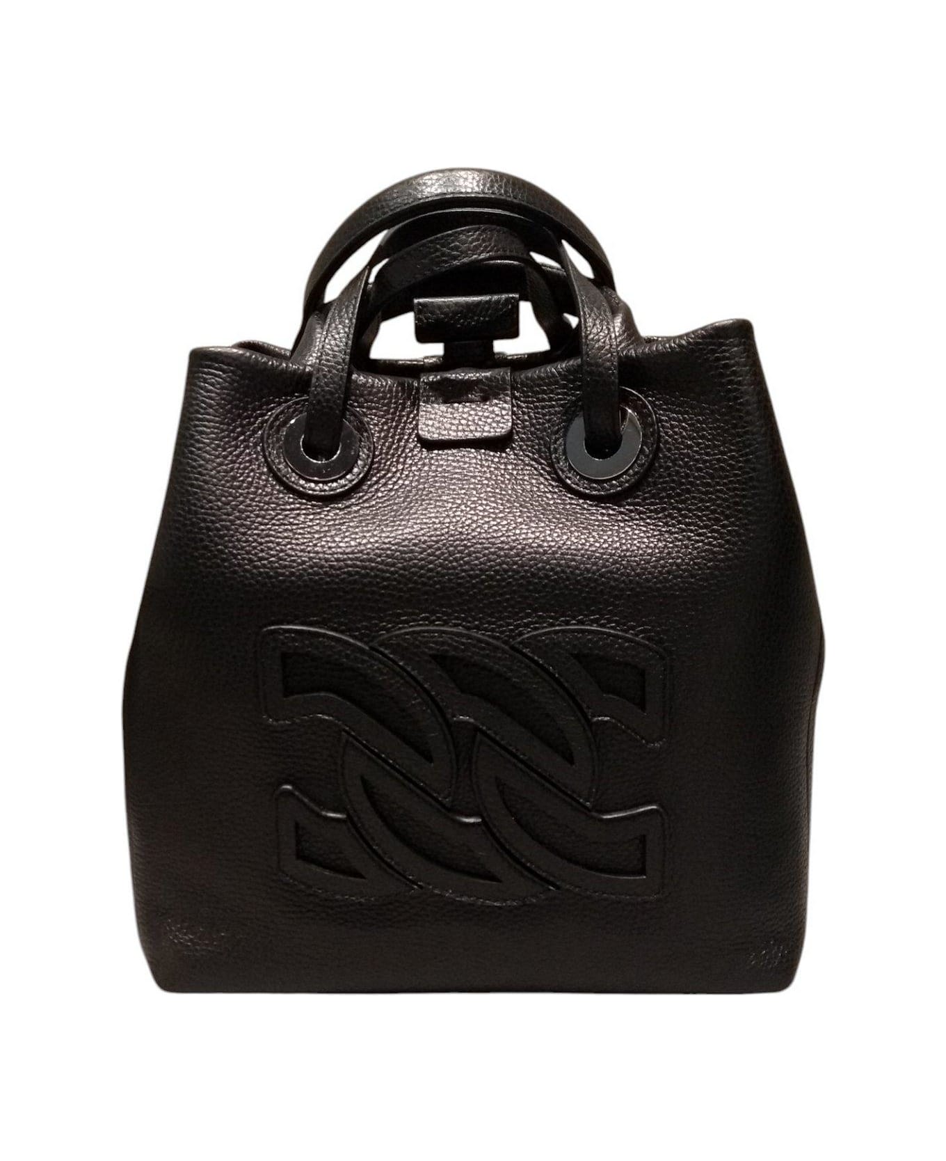 Casadei Logo Patch Top Handle Bag - Nero